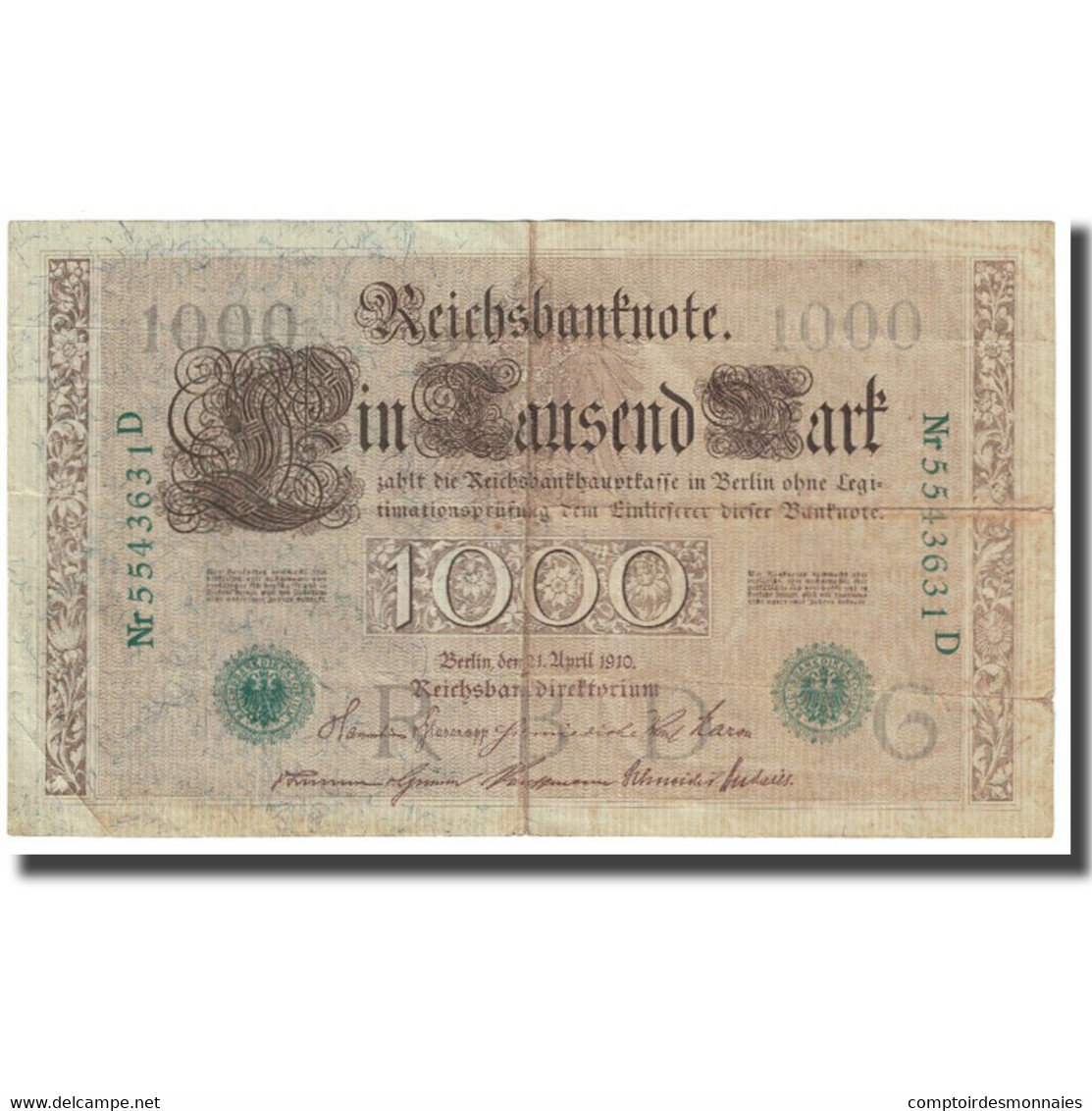 Billet, Allemagne, 1000 Mark, 1910, 1910-04-21, KM:45a, TTB - 1000 Mark