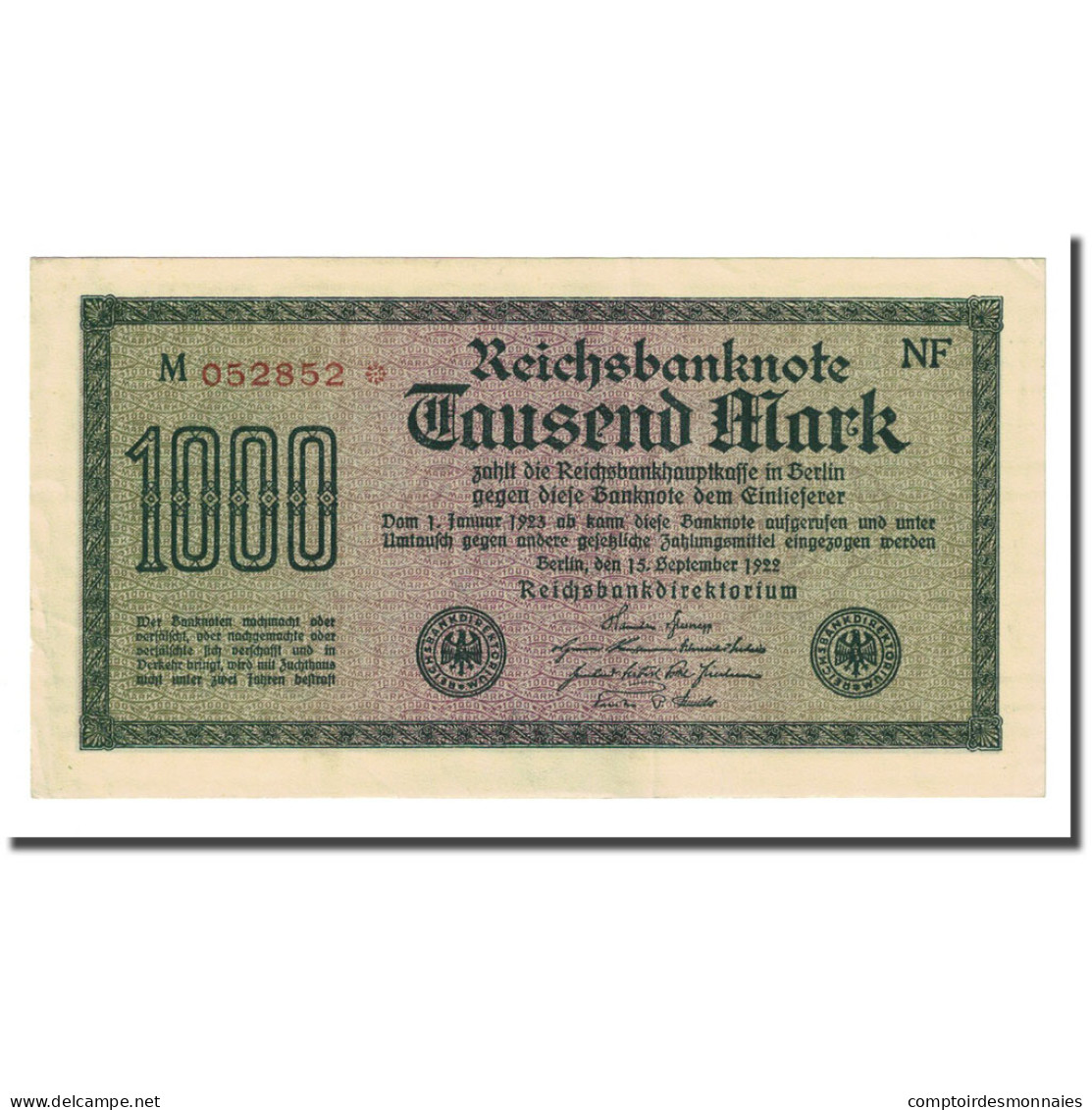 Billet, Allemagne, 1000 Mark, 1922-09-15, KM:76c, SUP - 1000 Mark