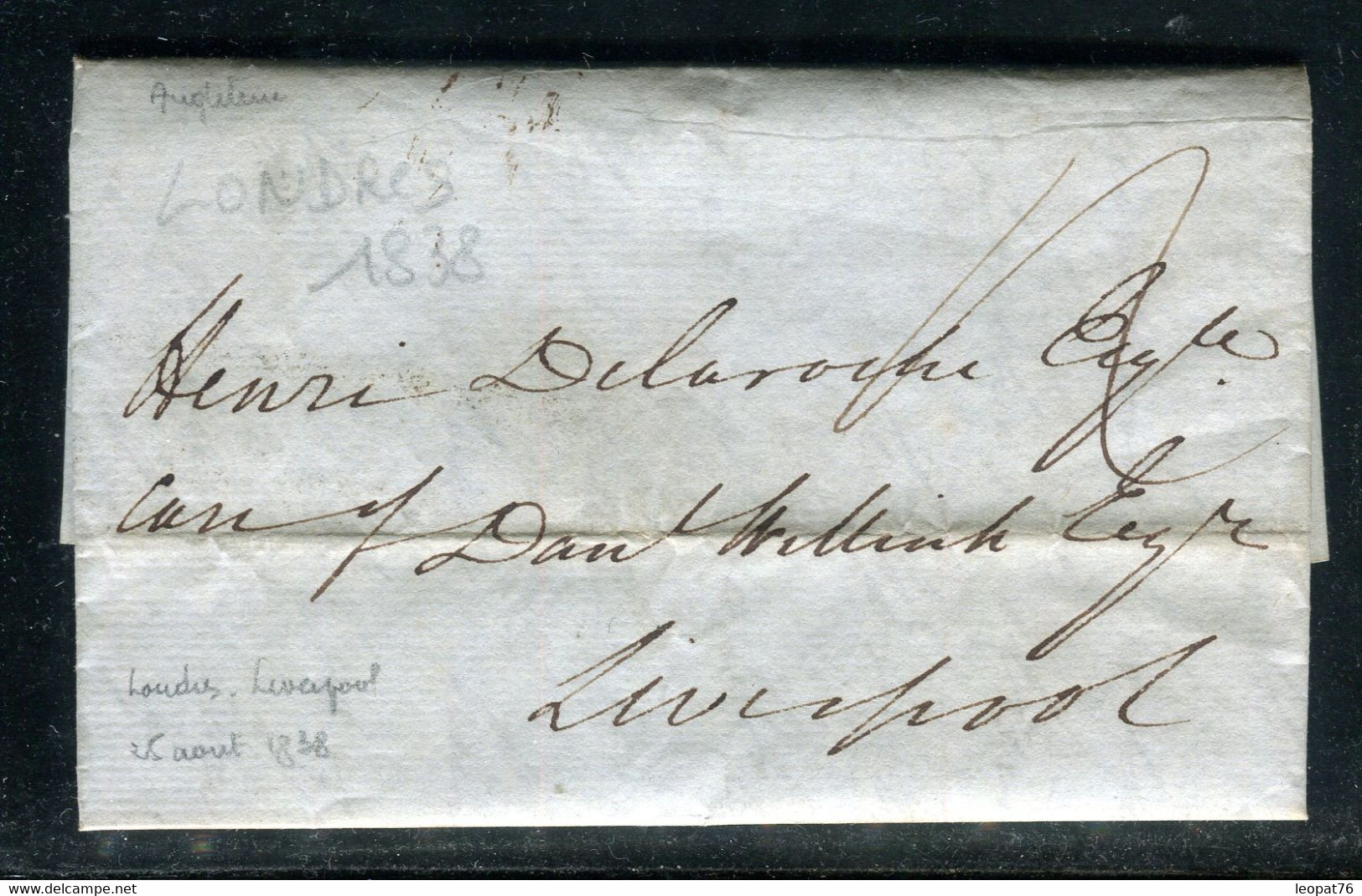 Grande Bretagne - Lettre Cachetée Avec Texte De Londres Pour Liverpool En 1838 - N 303 - ...-1840 Prephilately