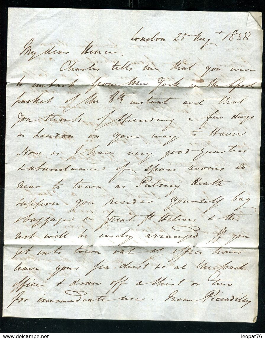 Grande Bretagne - Lettre Cachetée Avec Texte De Londres Pour Liverpool En 1838 - N 303 - ...-1840 Préphilatélie