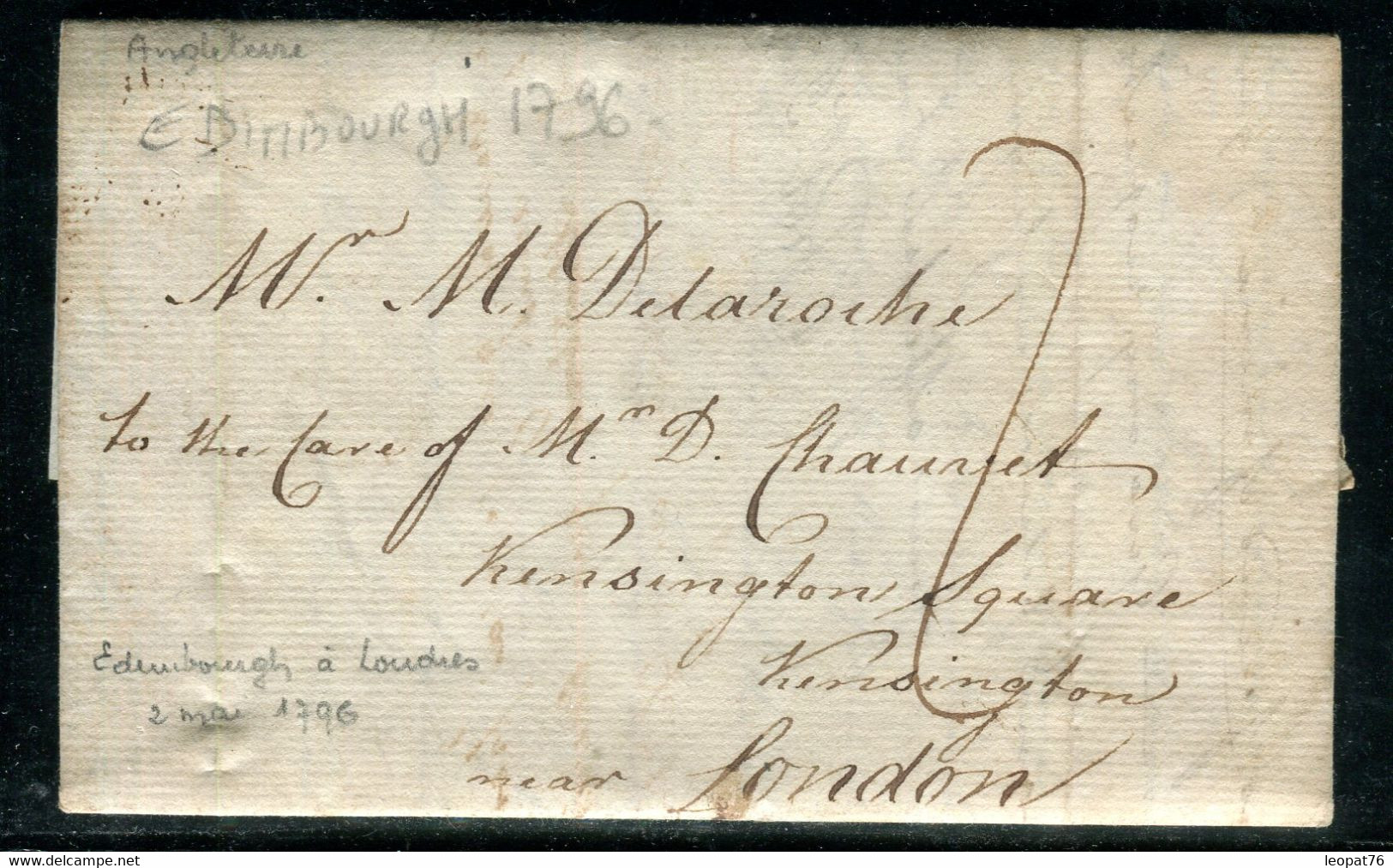 Grande Bretagne - Lettre Avec Texte De Edimbourgh Pour Londres En 1796 - N 305 - ...-1840 Vorläufer