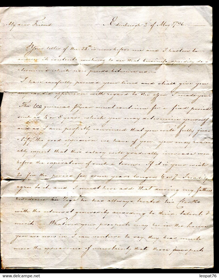 Grande Bretagne - Lettre Avec Texte De Edimbourgh Pour Londres En 1796 - N 305 - ...-1840 Precursores