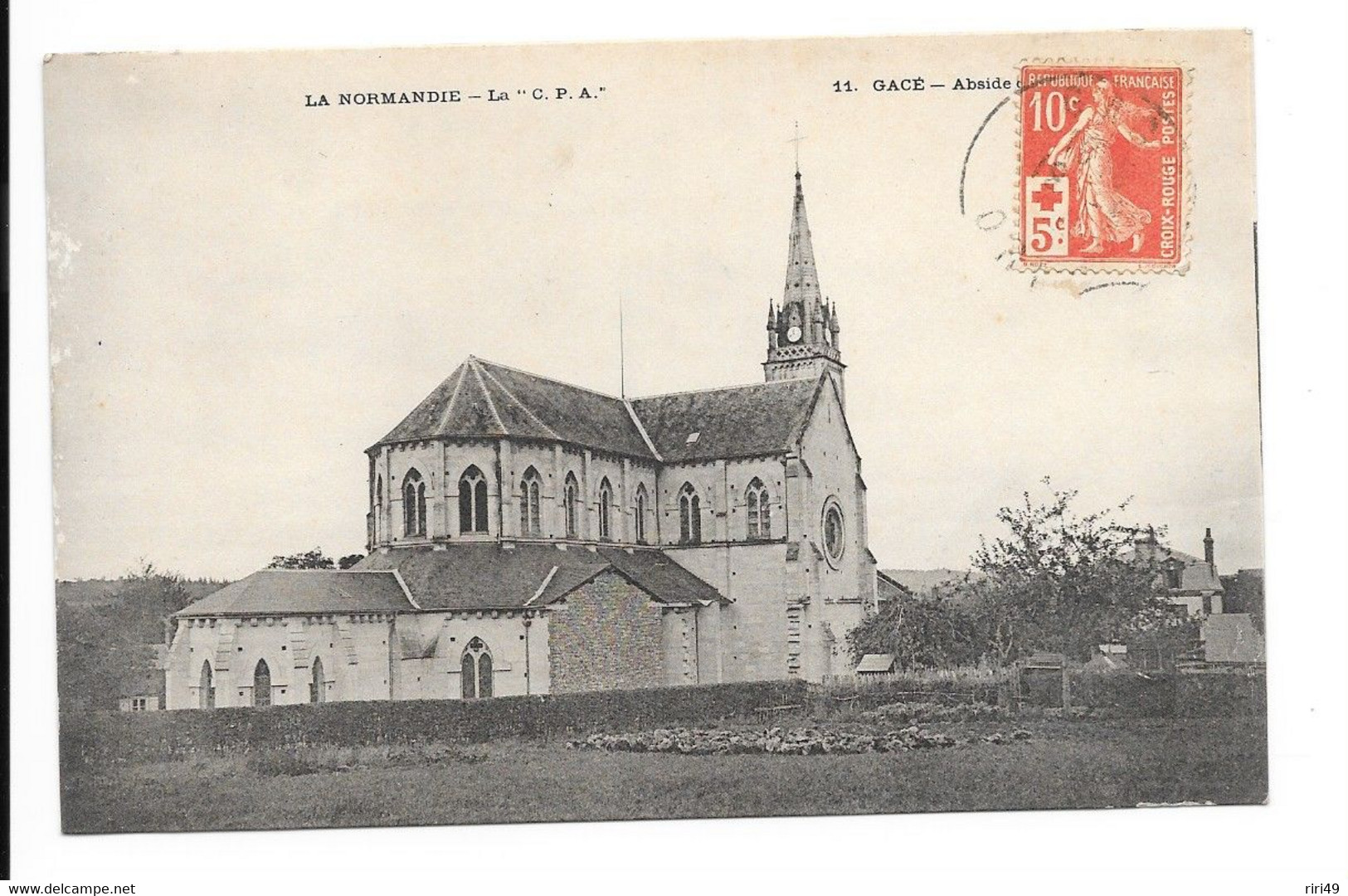 Cpa 61 Gacé Abside De L'église, BEAU TIMBRE, Croix Rouge - Gace