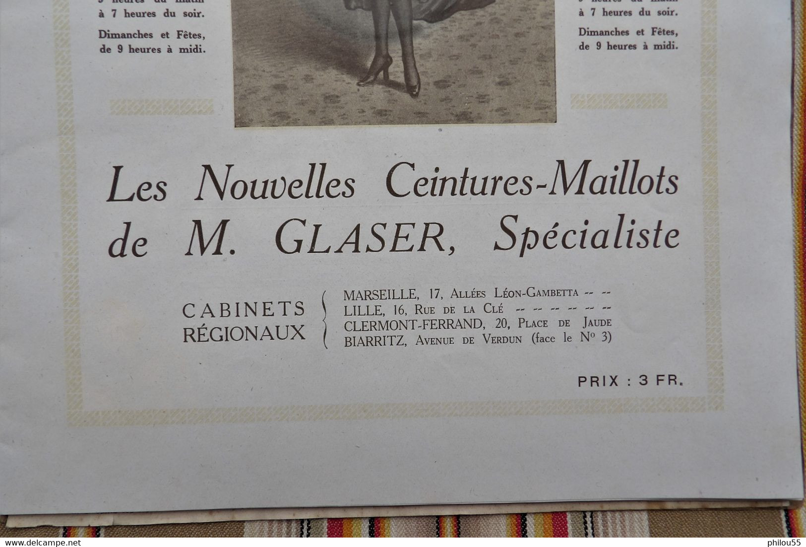 Catalogue 75 PARIS 3e et 8e 1928 Ceintures Maillots M. GLASER Corsets Soutiens Gorge Pessaires  Coussins