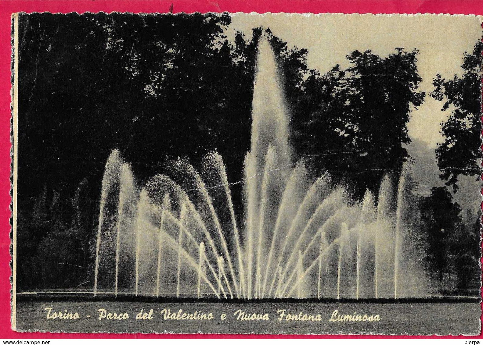 TORINO -PARCO VALENTINO - NUOVA FONTANA LUMINOSA - VIAGGIATA 1961 - Parcs & Jardins