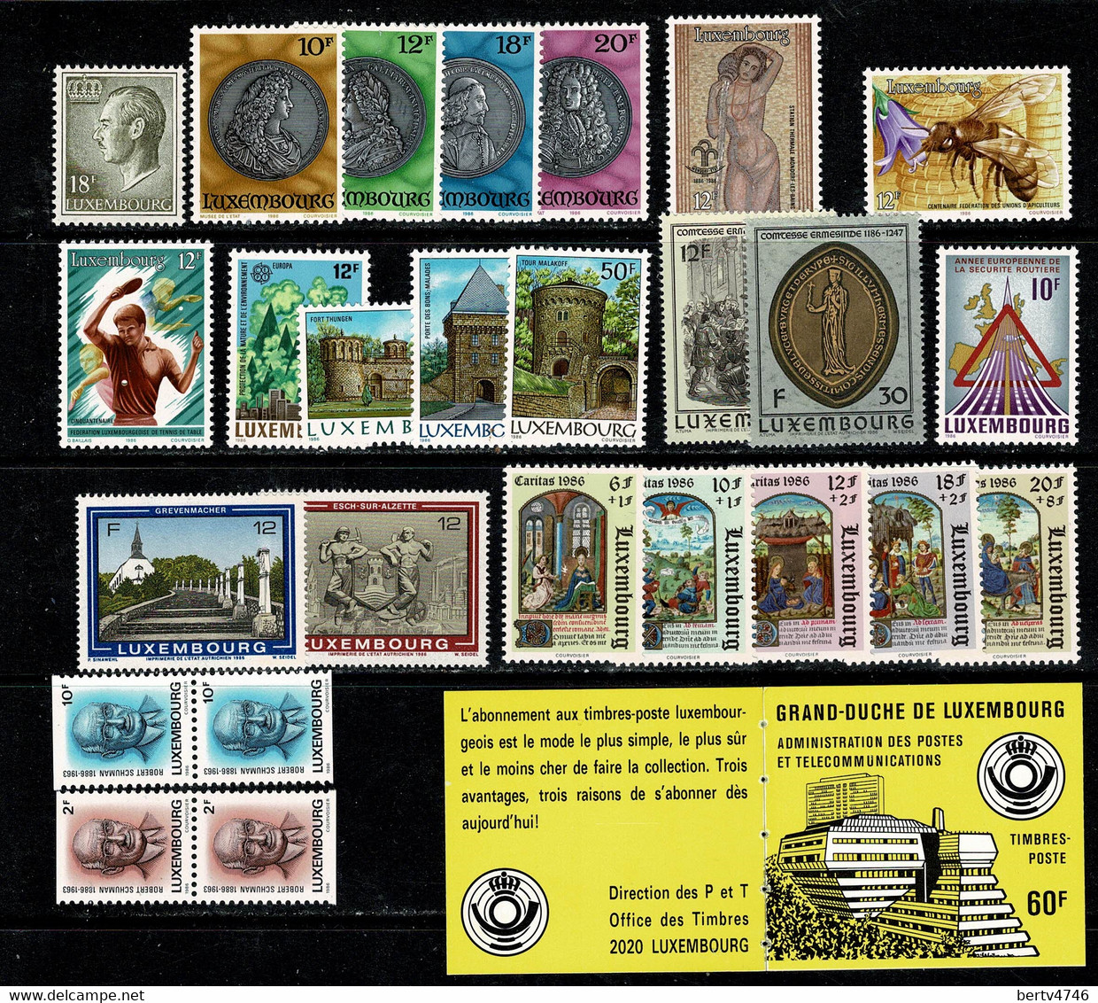 Luxemb. 1986 Full Year Yv. 1093/1117** + Boekje/carnet C 1106**, Mi 1143/67** MNH - Années Complètes