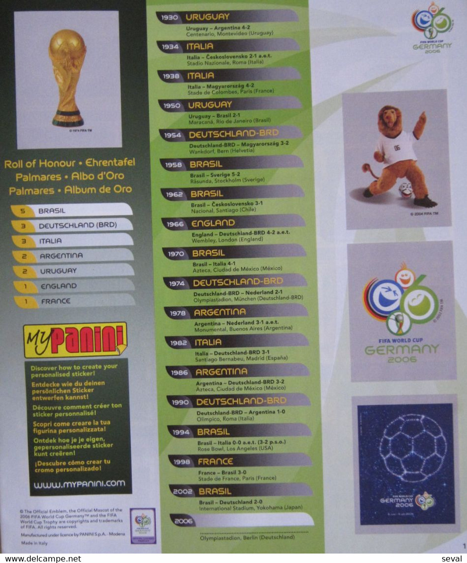 Panini  GERMANY 2006 Mundial Football Album Rare Reproduction Pls See DESCRIPTION - Andere & Zonder Classificatie