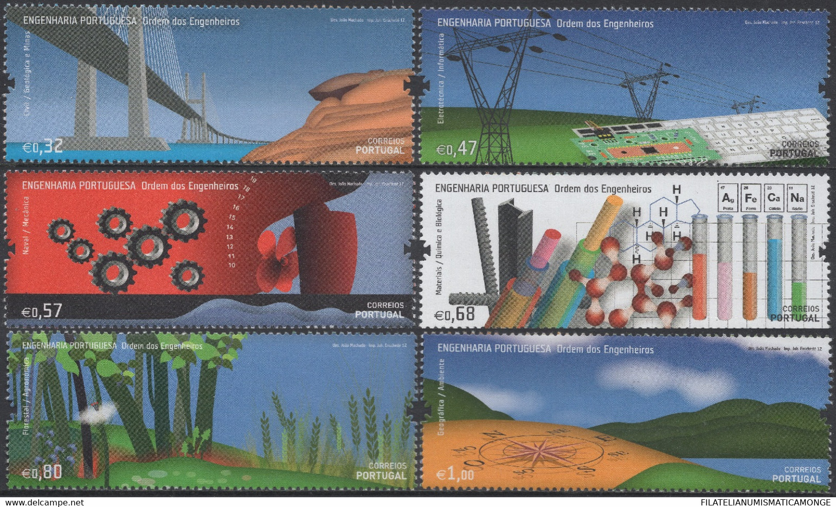 Portugal 2012 Correo 3777/82 **/MNH Ingenieria. (6val.) - Neufs