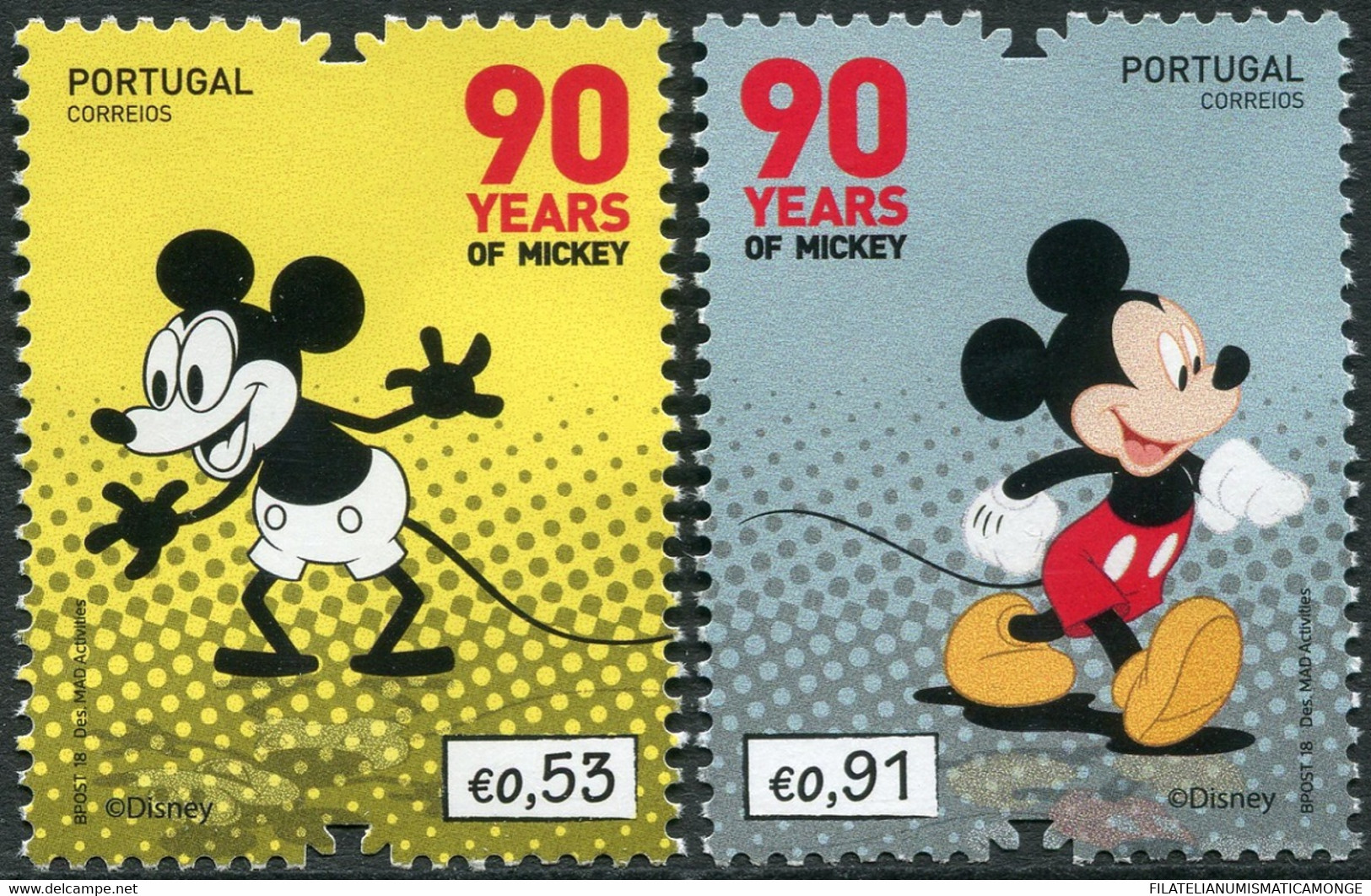 Portugal 2018 Correo 4412/13 **/MNH 90 Años De Mickey Mouse. (2val.) - Neufs
