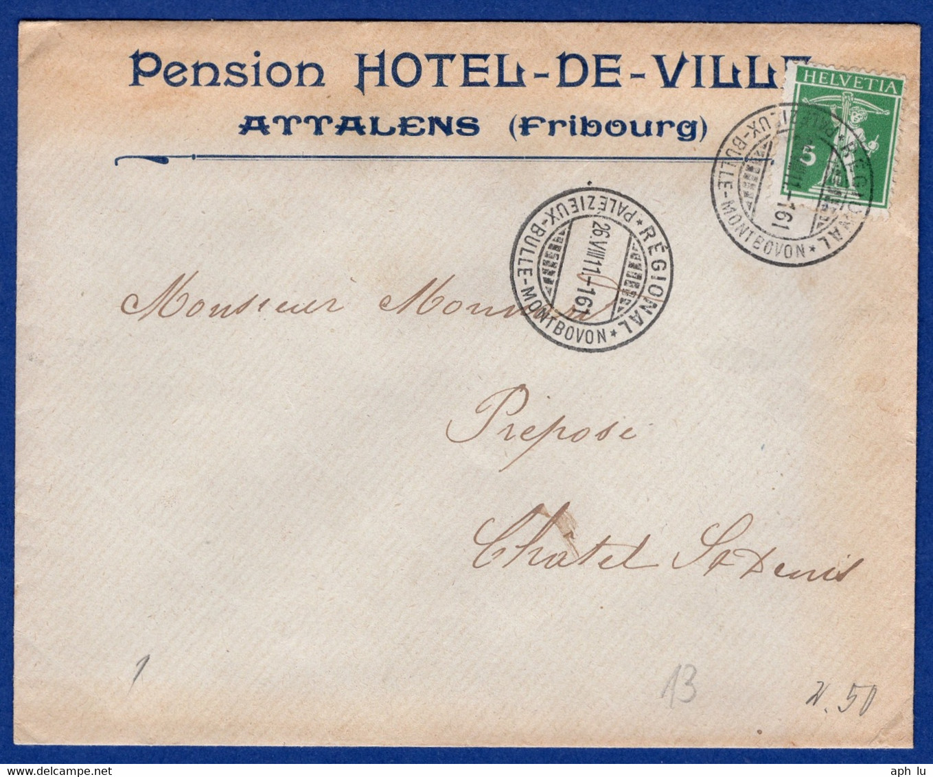 86B/56: Bahnpost "RÉGIONAL / PALÉZIEUX-BULLE-MONTBOVON"  (BP0008) - Railway