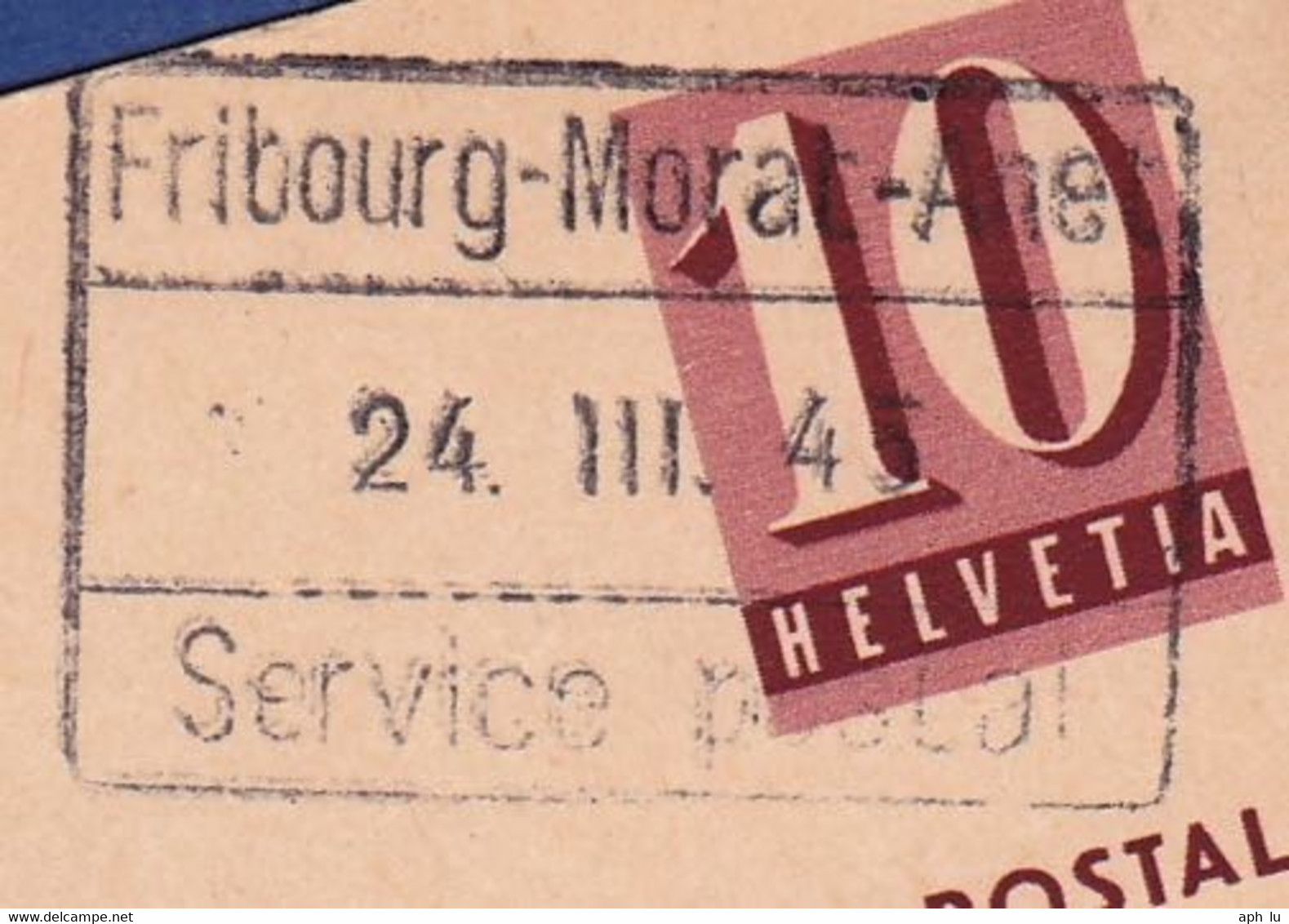 86Q/1: Bahnpost "Fribourg - Morat - Anet / Service Postal"  (BP0013) - Railway