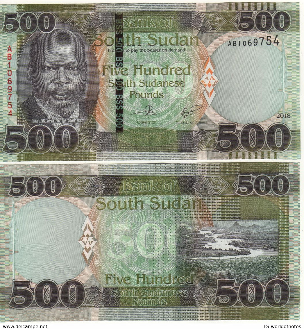 SOUTH SUDAN  500 Sudanese Pounds  P16a   Dated  2018  (Dr. John Garang De Mabior + RIVER AT BACK) - Zuid-Soedan