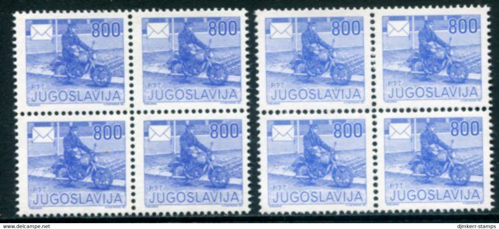 YUGOSLAVIA 1989 Definitive 800 D. Perforated 13¼ In Blocks Of 4 On Chalky And Ordinary Papers MNH / **.  Michel 2360A - Unused Stamps