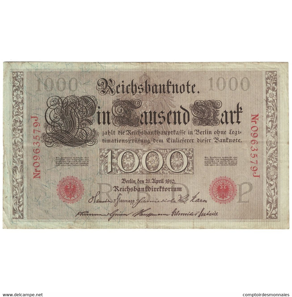 Billet, Allemagne, 1000 Mark, 1910, 1910-04-21, KM:44b, TB+ - 1.000 Mark