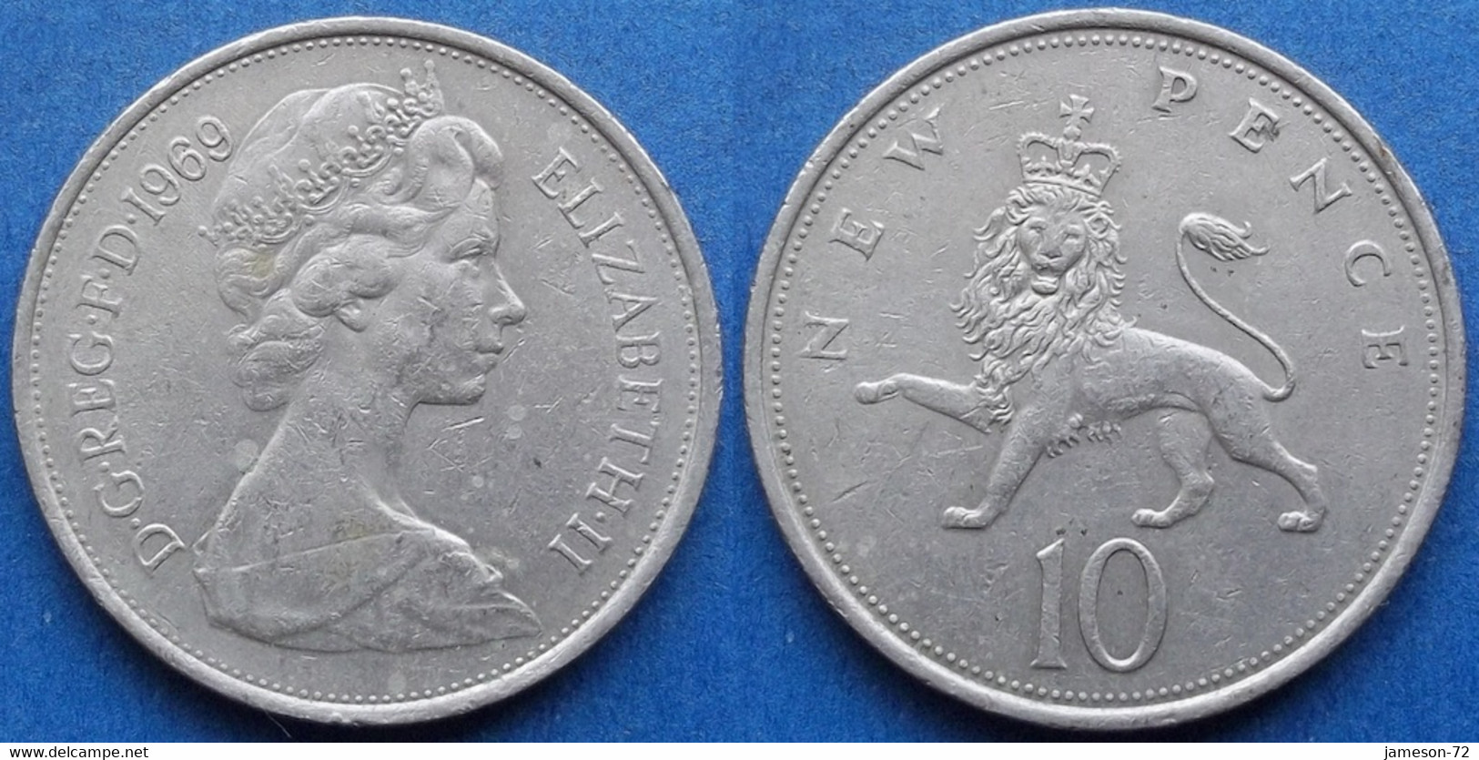 UK - 10 New Pence 1969 "Crowned Lion" KM# 912 Elizabeth II Decimal Coinage (1971-2022) - Edelweiss Coins - 10 Pence & 10 New Pence