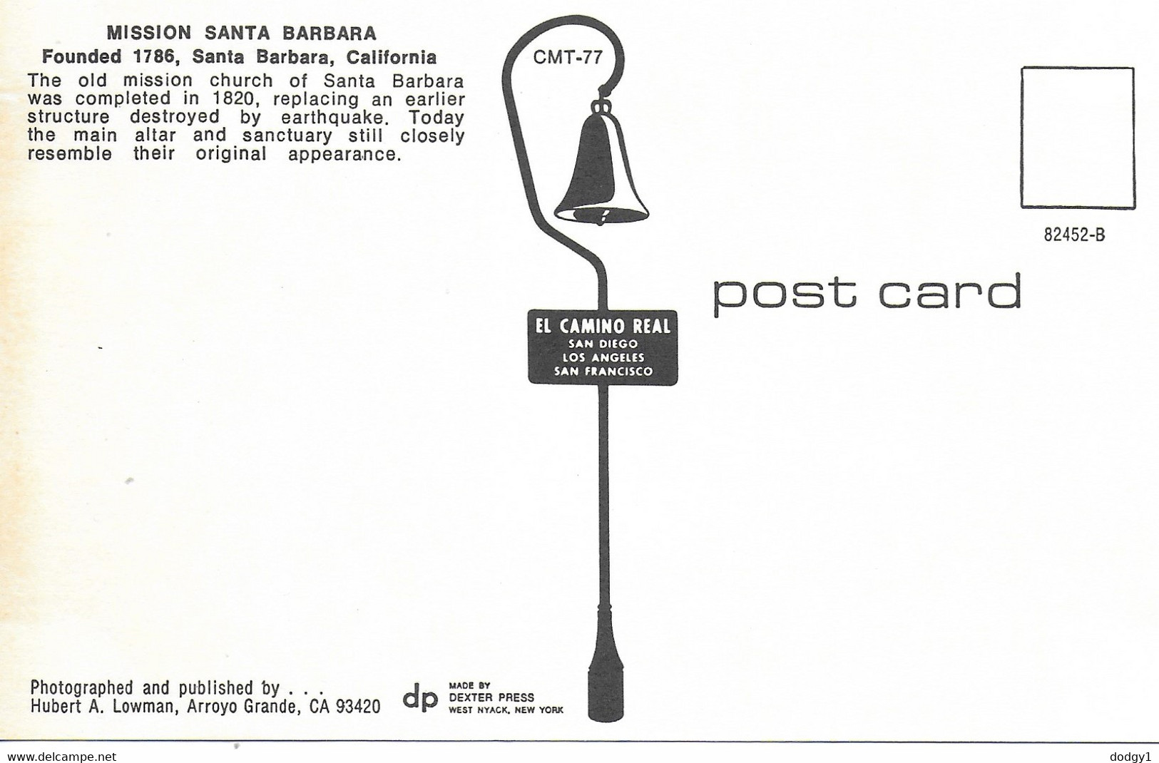 SANTA BARBARA MISSION, CALIFORNIA,  UNITED STATES. UNUSED POSTCARD   Z8 - Santa Barbara
