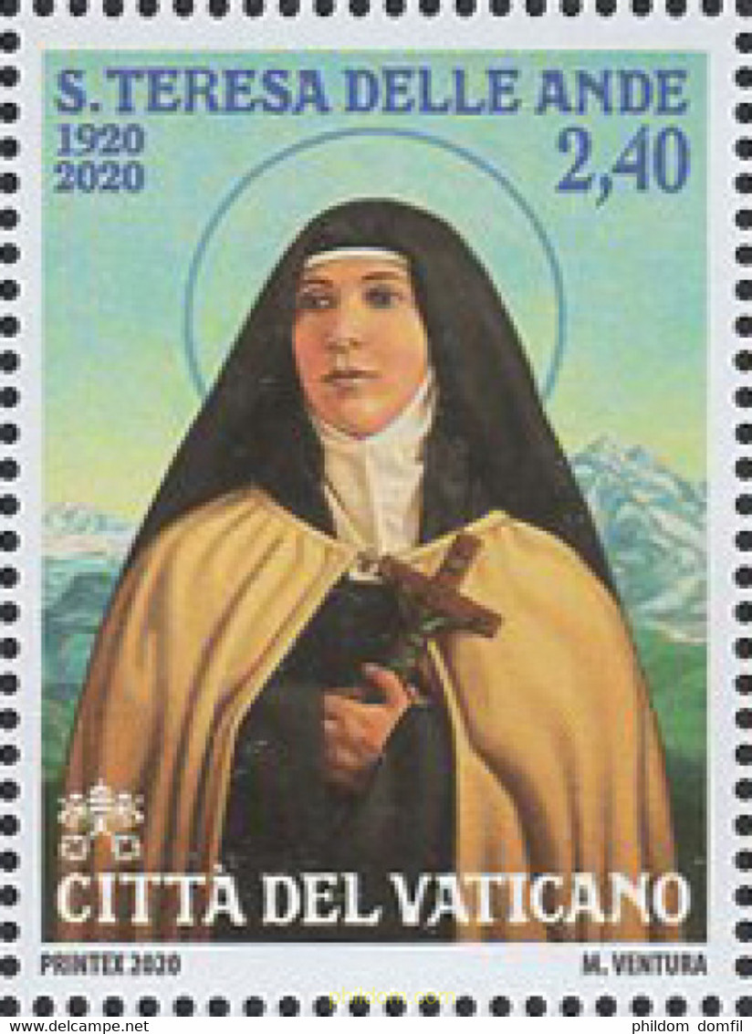 637669 MNH VATICANO 2020 100 ANIVERSARIO DE LA MUERTE DE SANTA TERESA DE LOS ANDES - Oblitérés