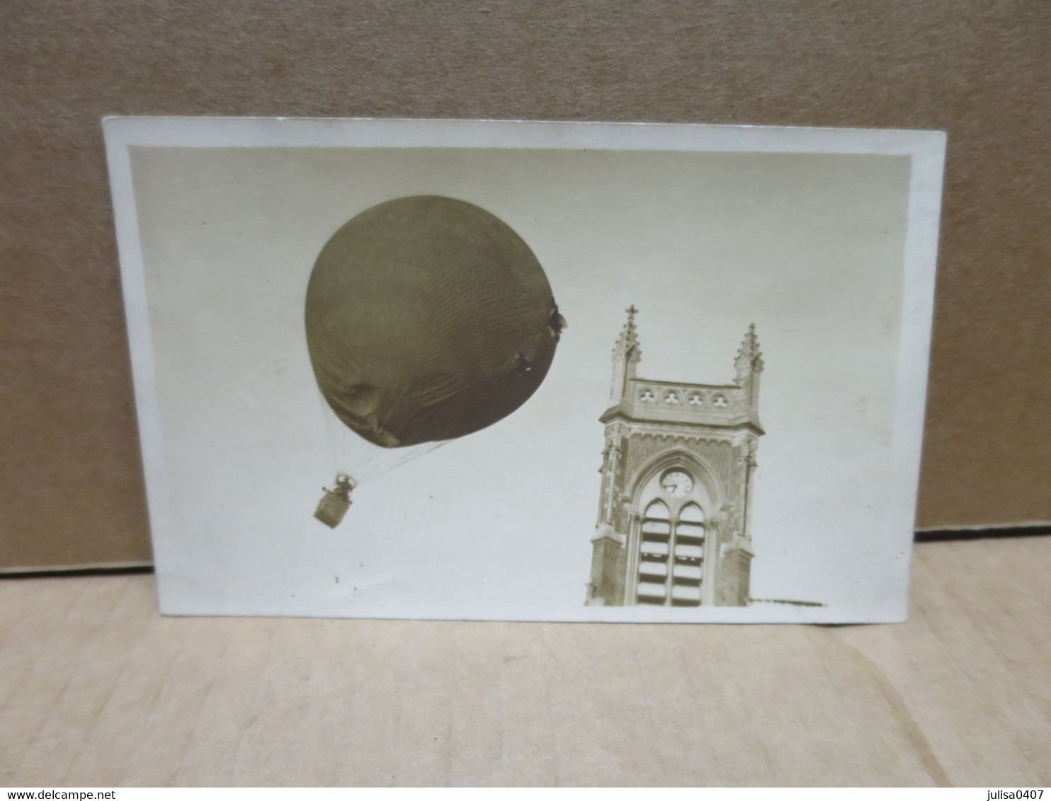 ANICHE (59) Carte Photo Accident De Ballon Montgolfière Accroché Au Clocher De L'église RARE - Aniche