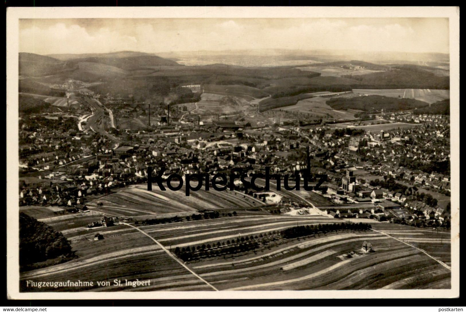 ALTE POSTKARTE ST. INGBERT FLUGZEUGAUFNAHME LUFTHANSA FLIEGERAUFNAHME SAAR SAARGEBIET Ansichtskarte AK Cpa Postcard - Saarpfalz-Kreis