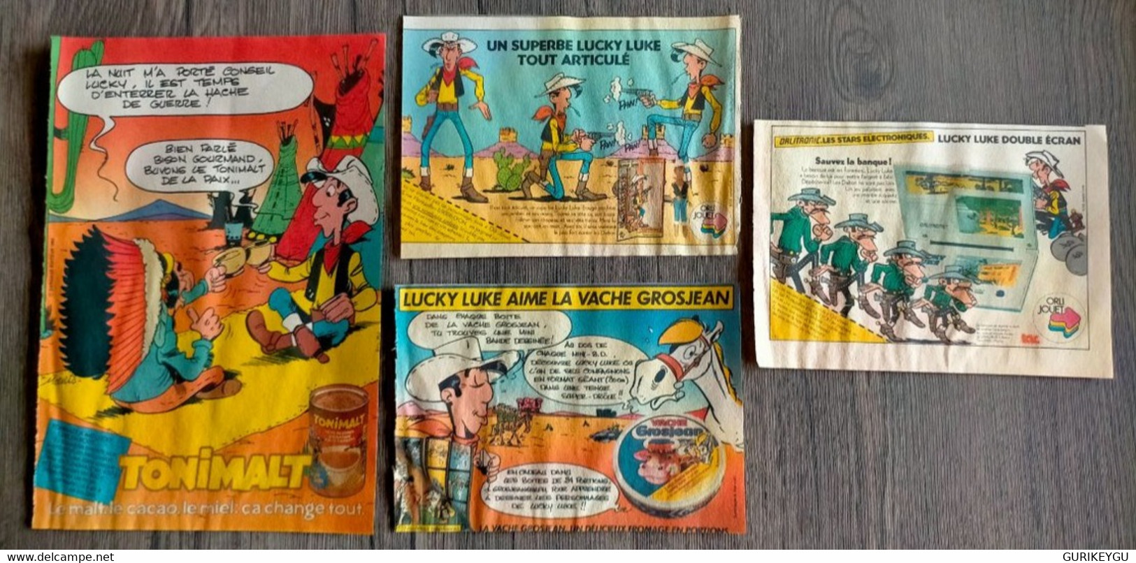 Lot De 4 Flyers LUCKY LUKE Tonimalt La Vache Grosjean Dalitronic Orli Jouet Pud De 1984 MORRIS - Lucky Luke