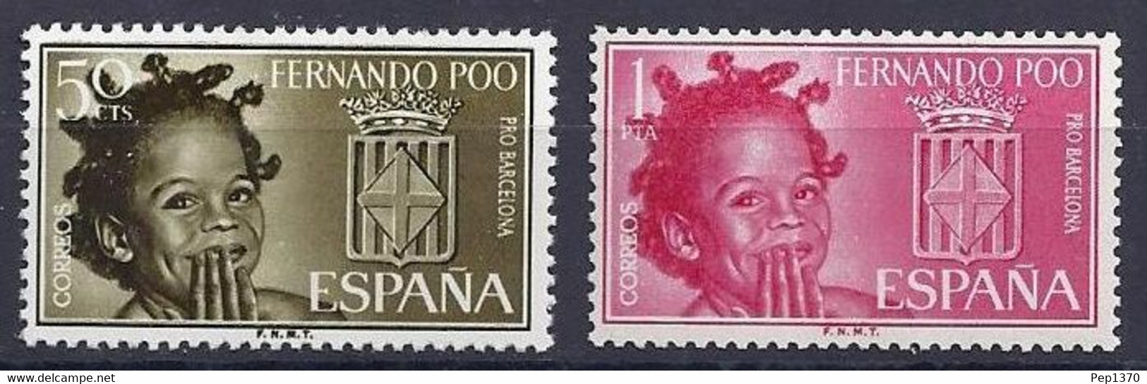 FERNANDO POO 1963 - AYUDA A BARCELONA - EDIFIL 218-219** - Fernando Poo