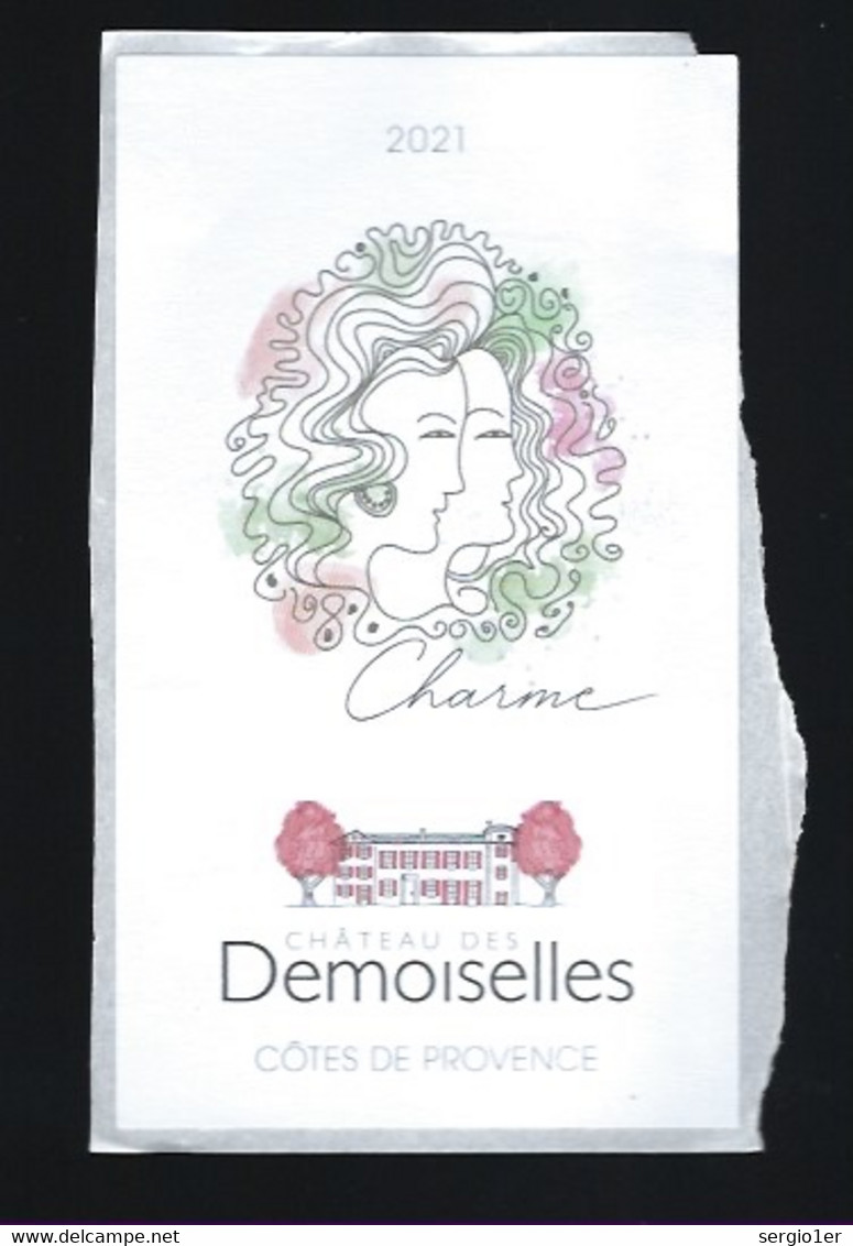 Etiquette Vin Rosé Château Des Demoiselles  Charme  Côtes De Provence - Pink Wines