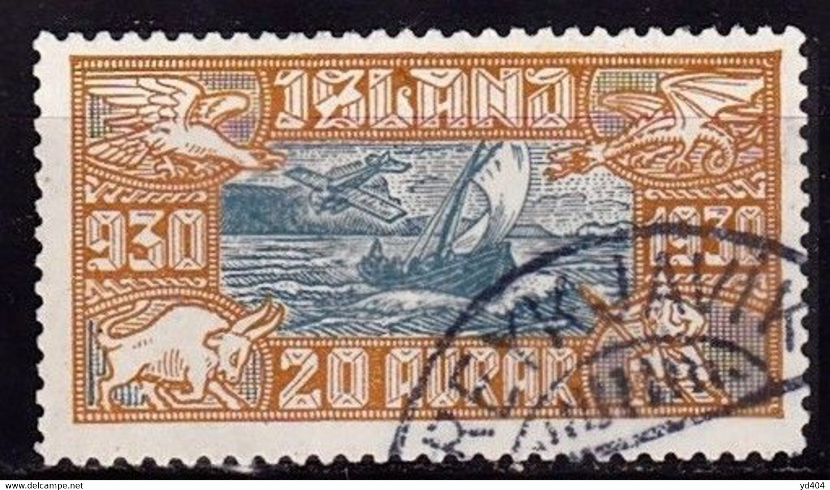 IS313 – ISLANDE – ICELAND – 1930 – PARLIAMENT MILLENARY – SG # 175 USED 59 € - Posta Aerea