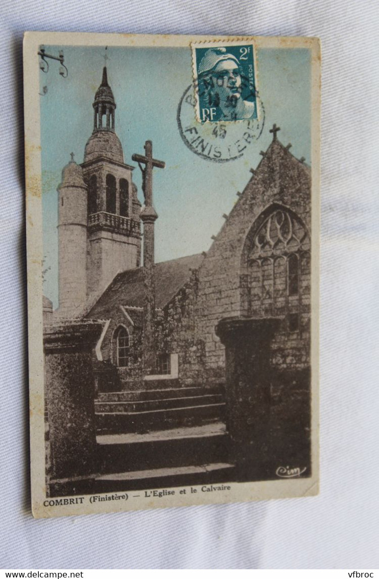 Cpa 1945, Combrit, L'église Et Le Calvaire, Finistère 29 - Combrit Ste-Marine