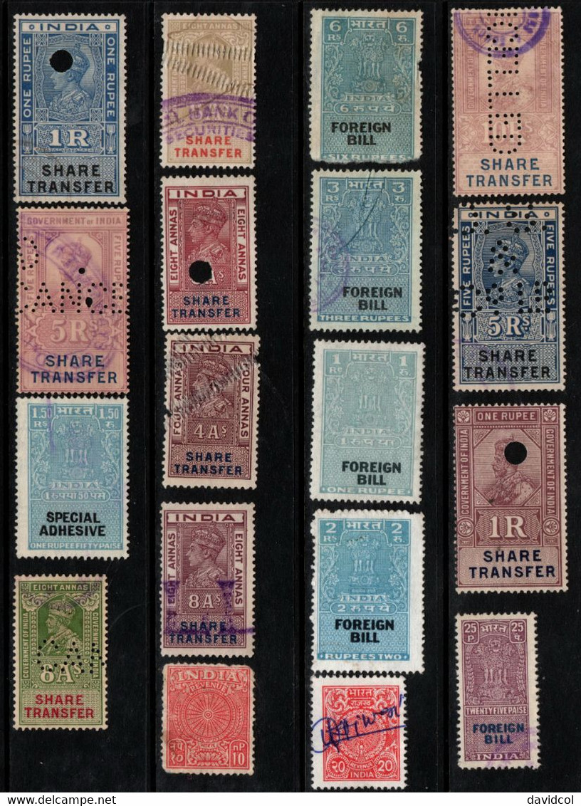 0235- INDIA - B.O.B - REVENUES - LOT X 18 - Charity Stamps