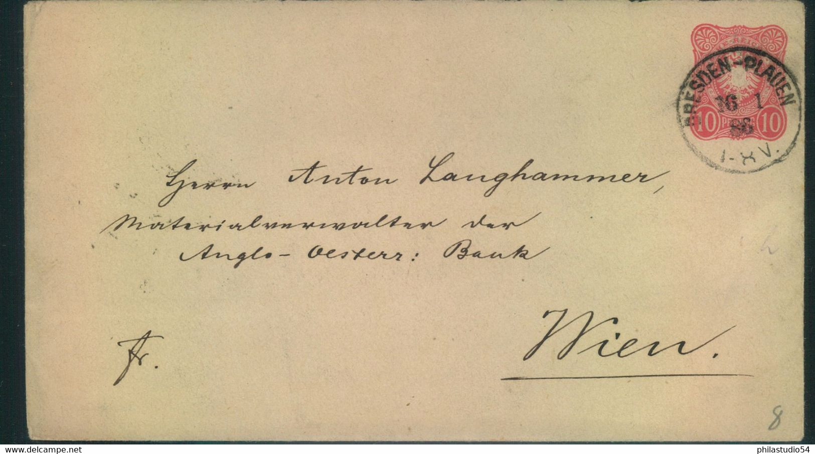 1886, Bahnpostoval "DRESDEN  PLAUEN" Auf GSU 10 Pfg. - Saxony