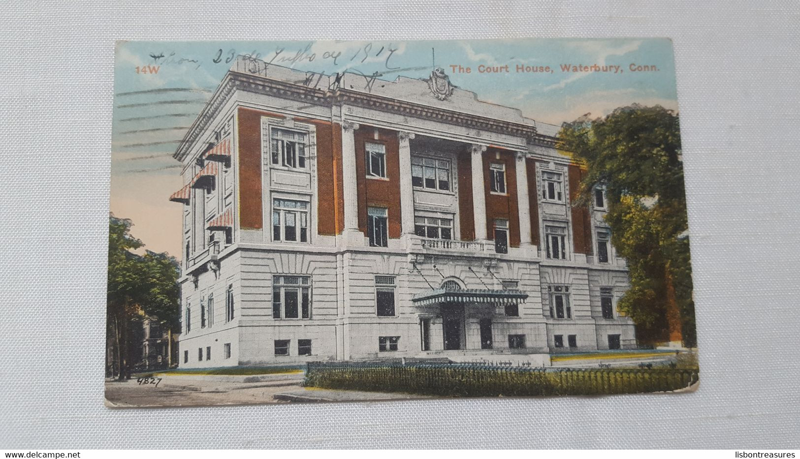 ANTIQUE POSTCARD UNITED STATES WATERBURY - THE COURT HOUSE CIRCULATED W/ CENSORED CANCEL 1917 - Waterbury