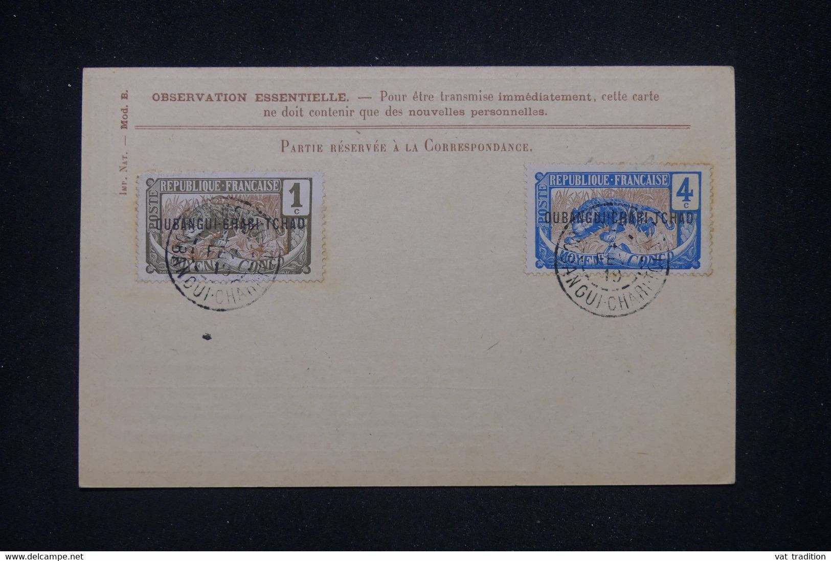 OUBANGUI CHARI - Affranchissement Panthères De Bangui Sur Carte FM Pour Dijon En 1919  - L 134841 - Storia Postale