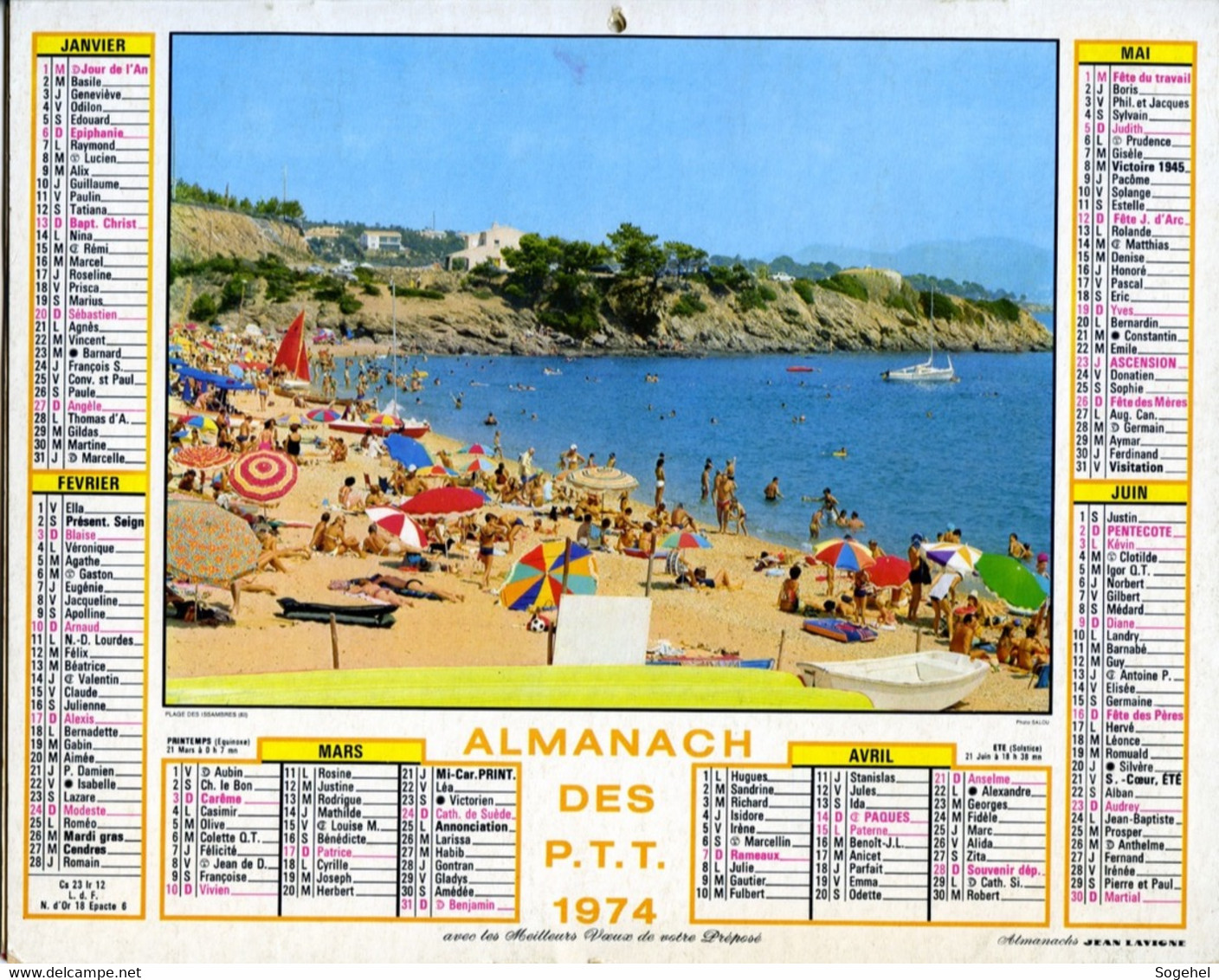 Almanach PTT - Jean Lavigne - 1974 - Big : 1971-80