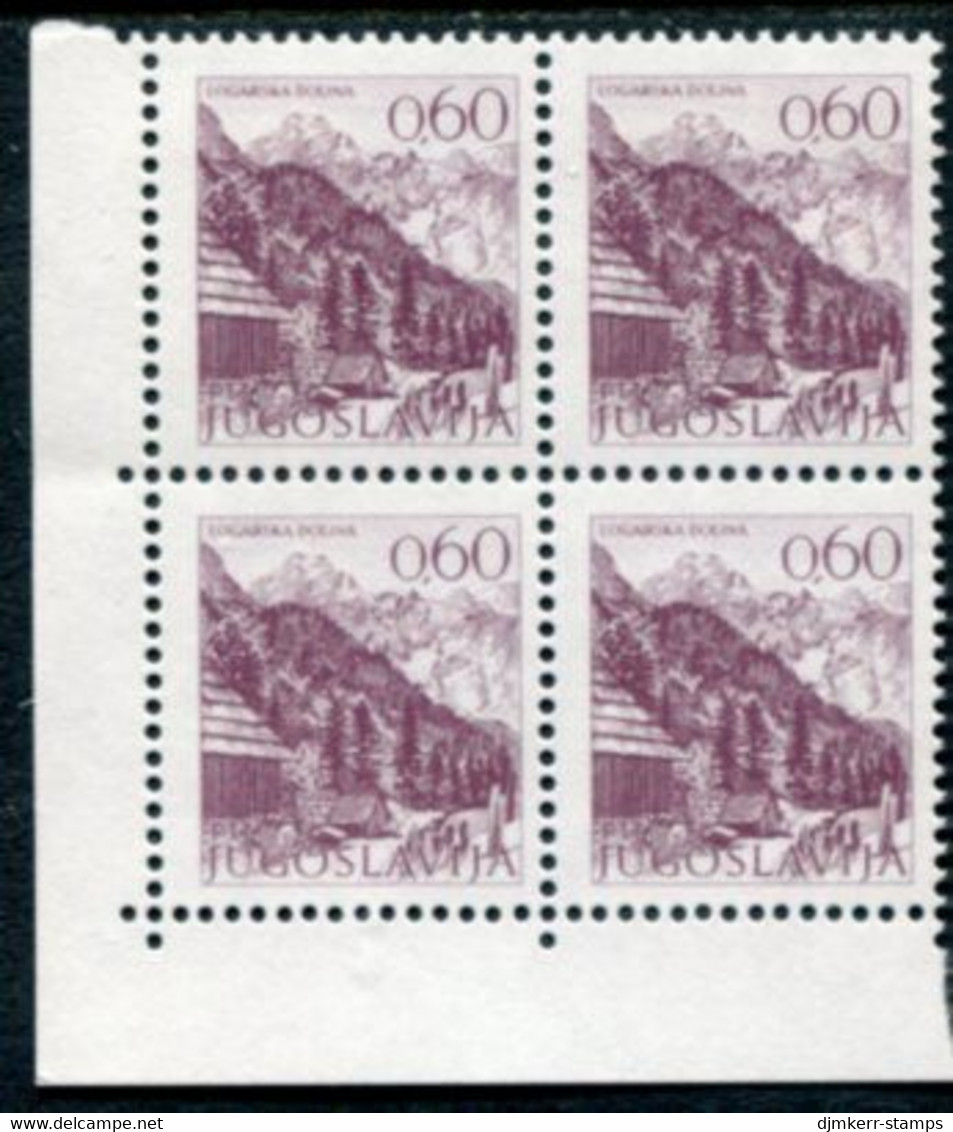 YUGOSLAVIA 1980 Definitive 0.60 D. With Constant Flaw "redrawn 6" In Block Of 4 MNH / **.  Michel 1482 IIxA - Geschnittene, Druckproben Und Abarten