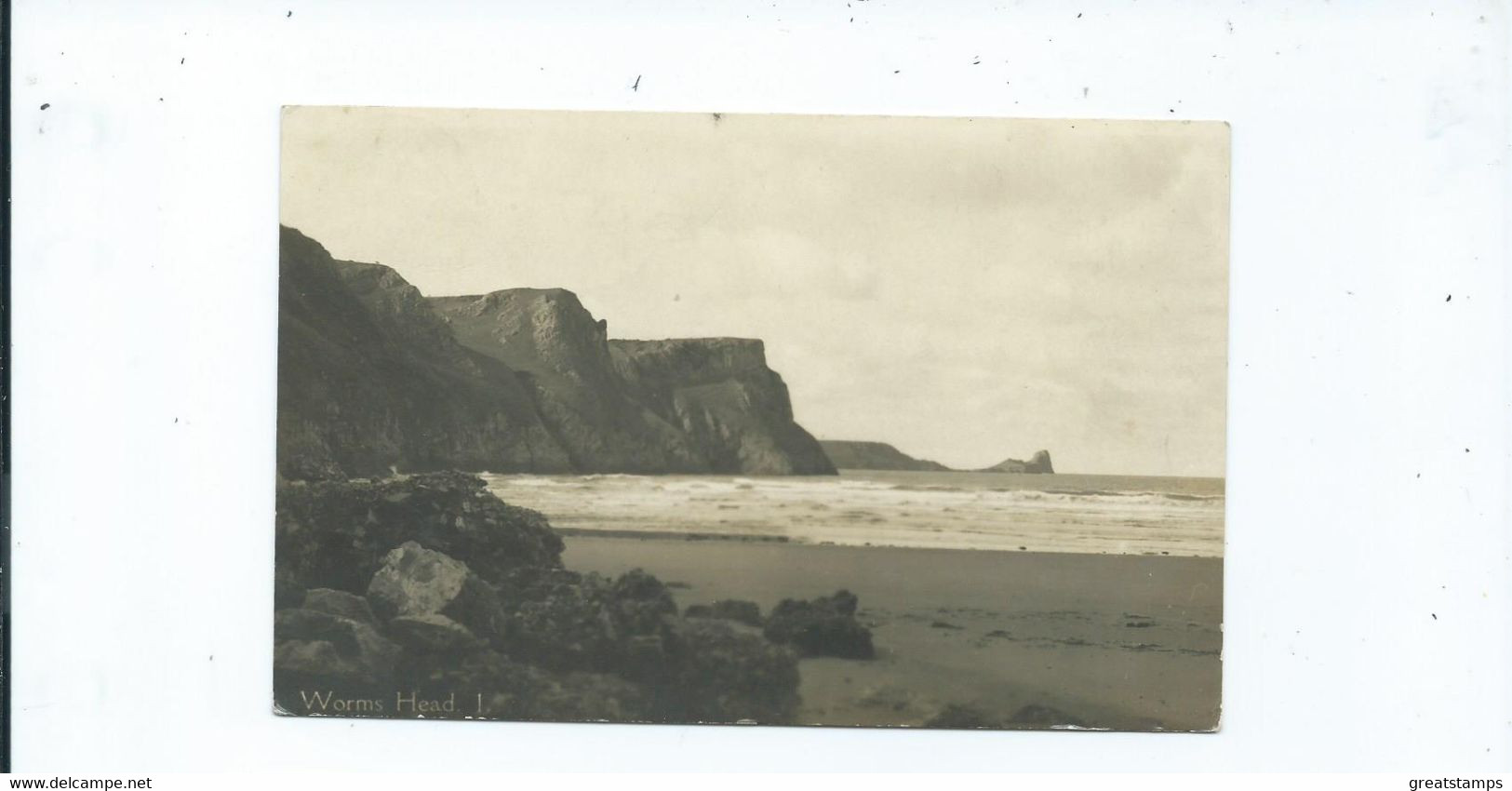 Wales Postcard Rp Swansea Worms Head  Posted Stamp Gone - Unknown County