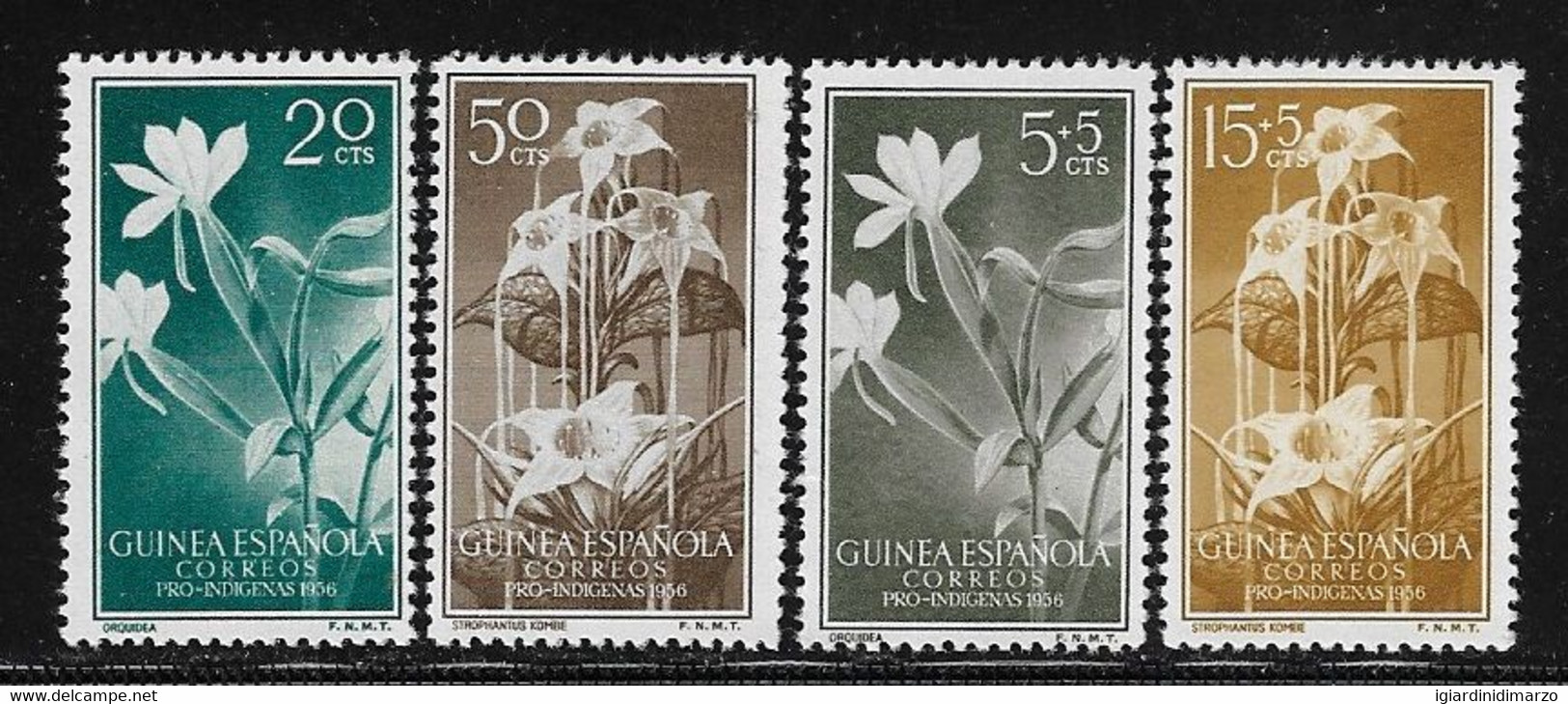 GUINEA SPAGNOLA - 1956 - Serie Di 4 Valori Nuovi Stl - PRO INFANZIA (FIORI) - In Ottime Condizioni. - Guinea Española