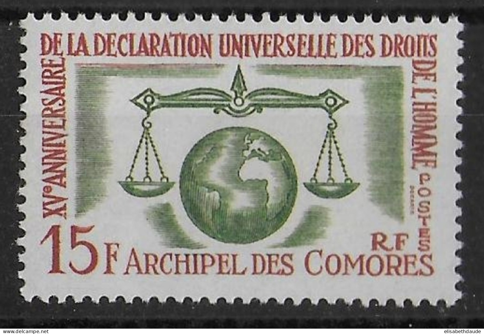 COMORES - 1963 - DROITS DE L'HOMME - YVERT 28 ** MNH  - COTE = 13 EUR. - Neufs