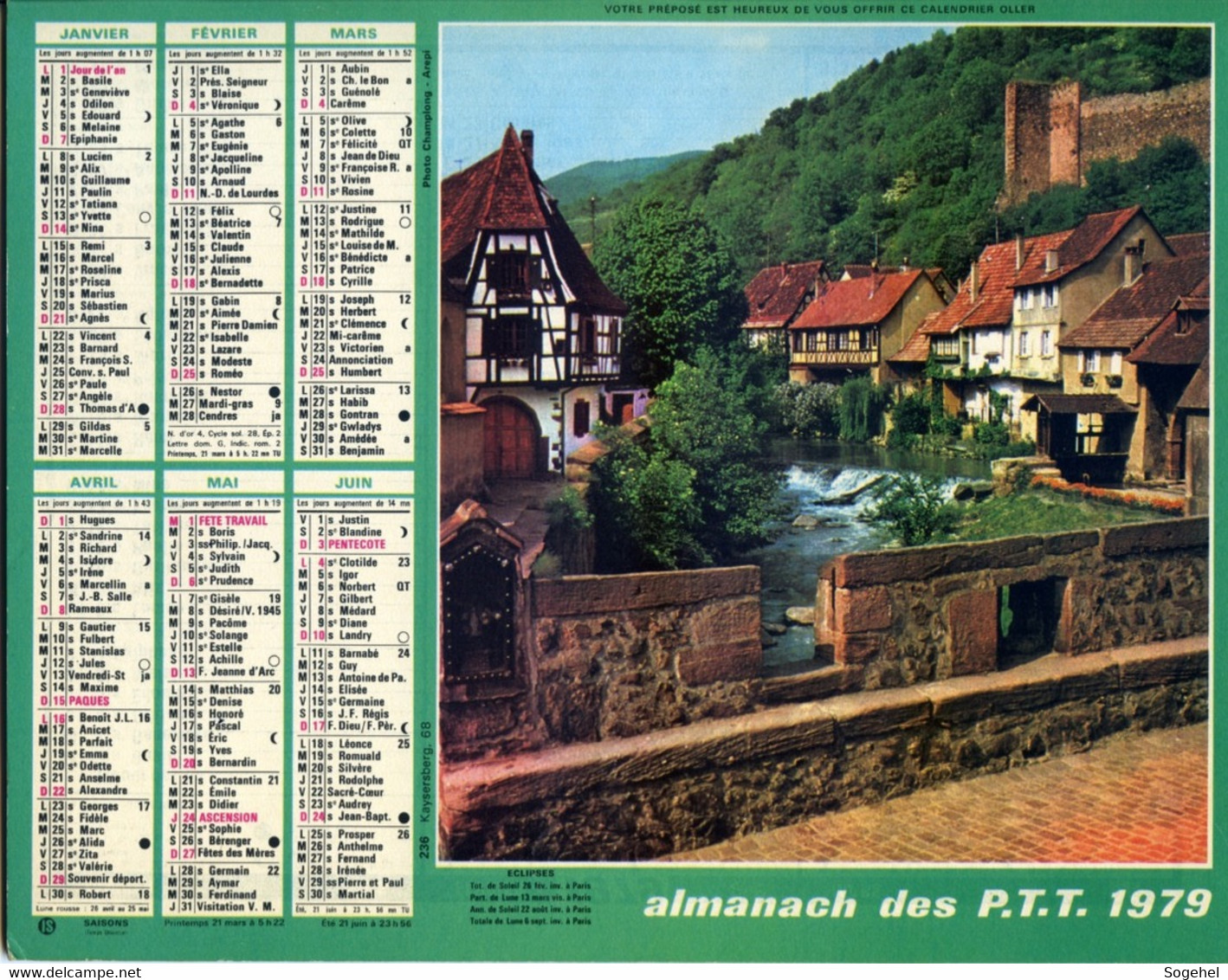 Almanach PTT - Oller - Région Parisienne - 1979 - Big : 1971-80