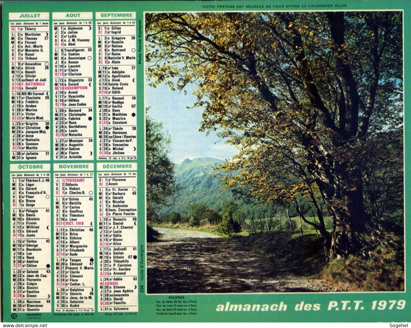 Almanach PTT - Oller - Région Parisienne - 1979 - Big : 1971-80