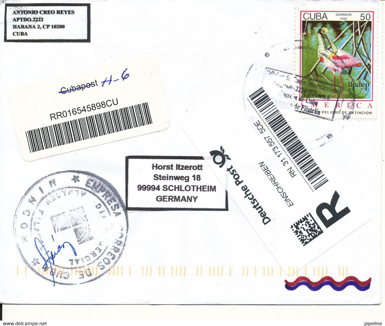 Cuba Registered Cover Sent To Germany With More Topic Stamps On Front And Backside Of The Cover - Lettres & Documents