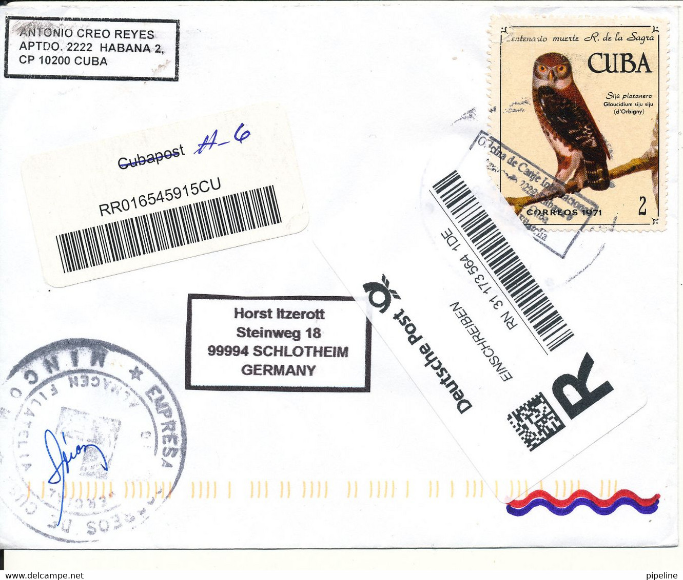 Cuba Registered Cover Sent To Germany With More Topic Stamps On Front And Backside Of The Cover - Brieven En Documenten