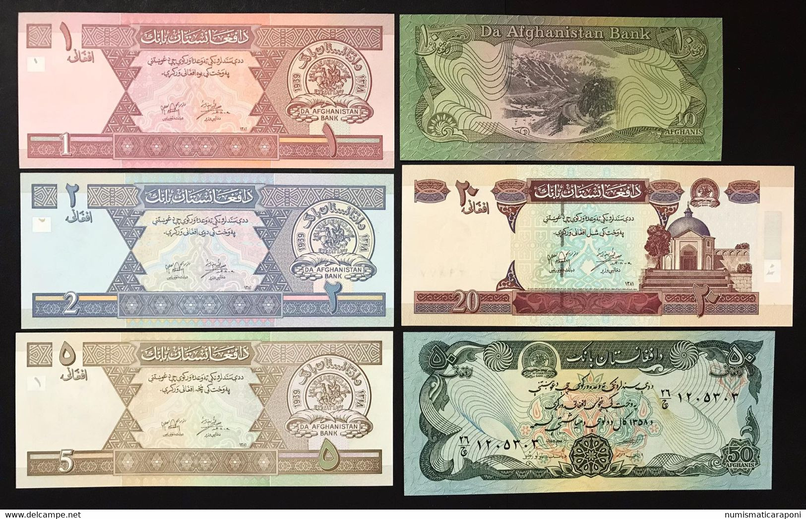 AFGANISTAN AFGHANISTAN  8 Banconote Da 1 A 10000 AFGHANIS  Lotto 4173 - Afghanistan