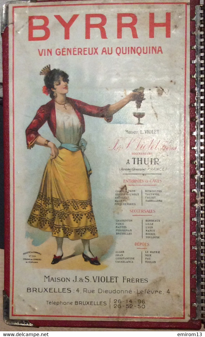 Indicateur Officiel Des Chemins De Fer Classeur à Menus Byrrh Femme Maison Violet Bruxelles Vin Quinquina Thuir [66] - Alcoholes