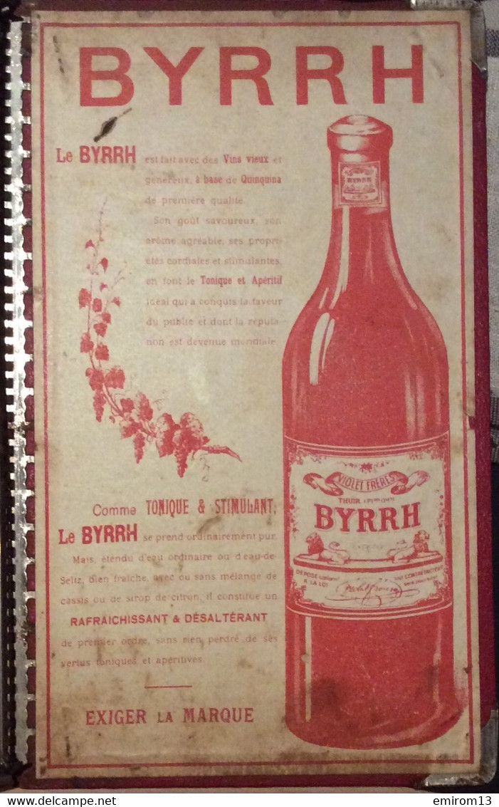 Indicateur Officiel Des Chemins De Fer Classeur à Menus Byrrh Femme Maison Violet Bruxelles Vin Quinquina Thuir [66] - Alcohols