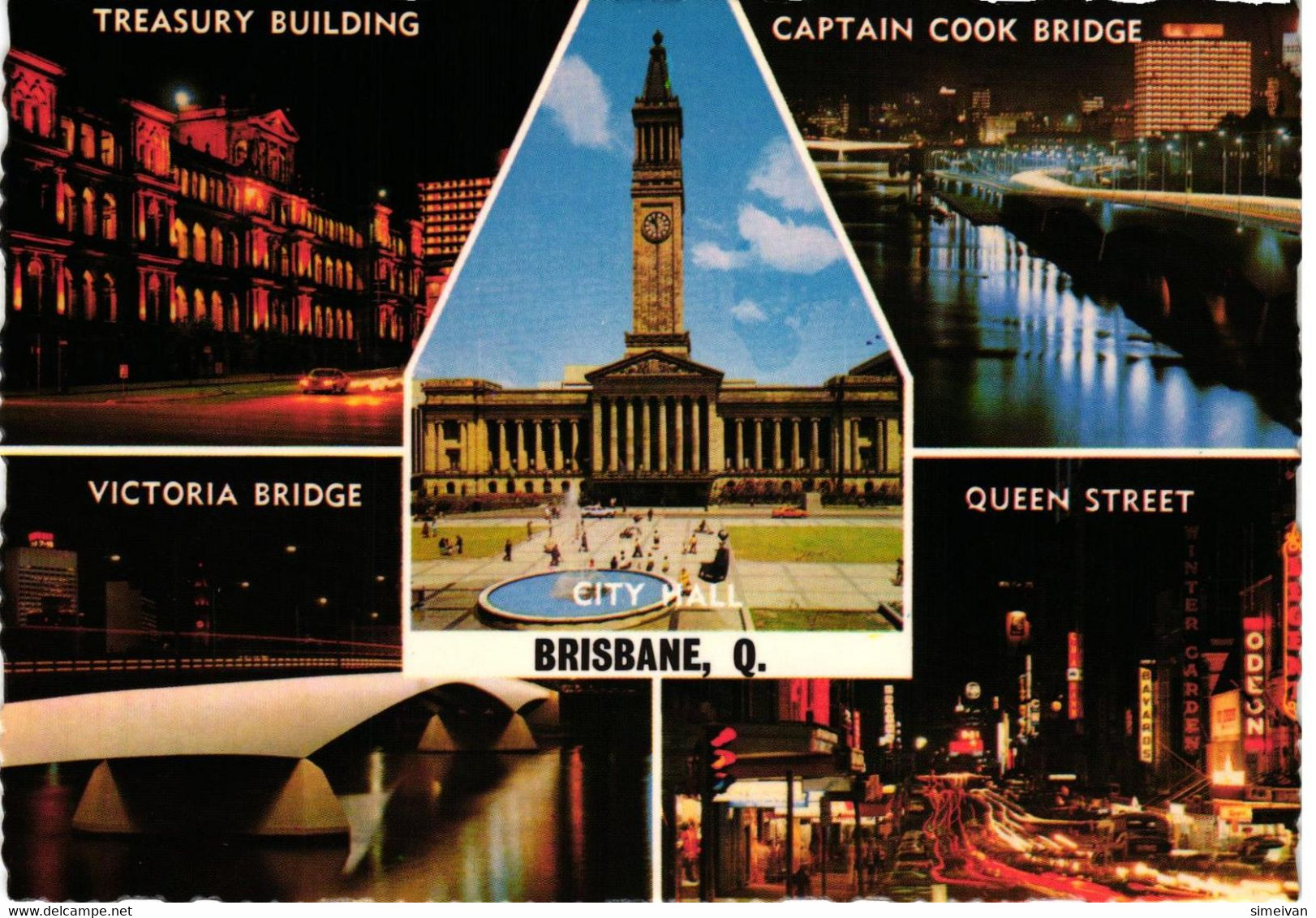 Brisbane Q. City Hall Treasury Building Capital Cook Bridge Victoria Bridge Queen St Australia Australien Australie K001 - Brisbane