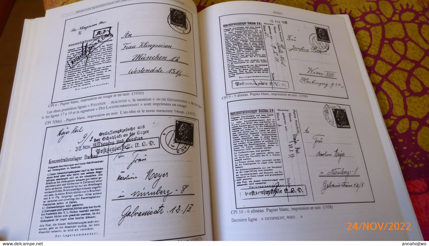 LE COURRIER DES CAMPS DE CONCENTRATION-Marques & documents postaux 1933-1945-Classement par camp,déportés/ J.Lajournade