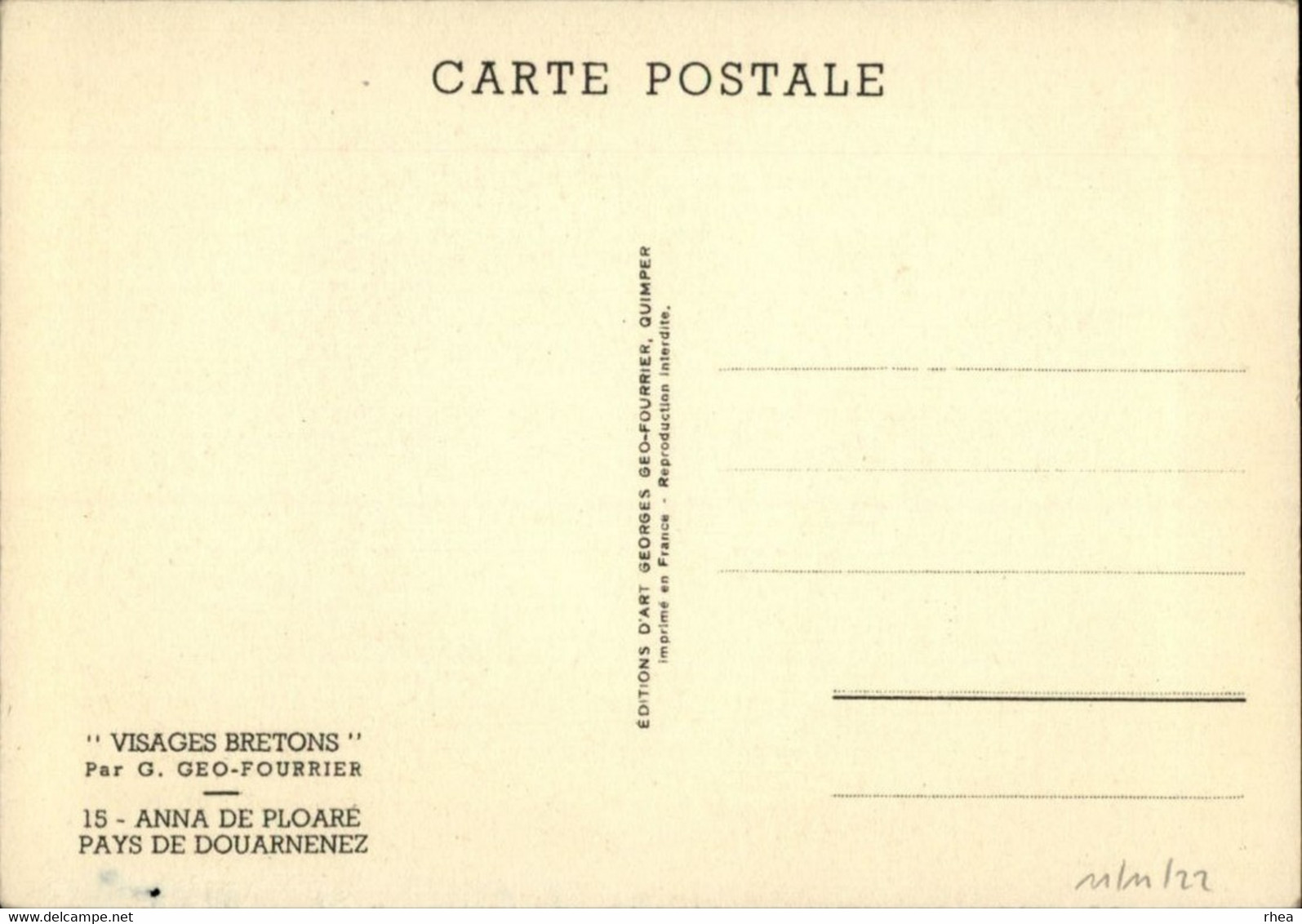 ILLUSTRATEURS - GEO FOURIER - Visages Bretons - Anna De Ploaré - Pays De Douarnenez - Fourrier, G.