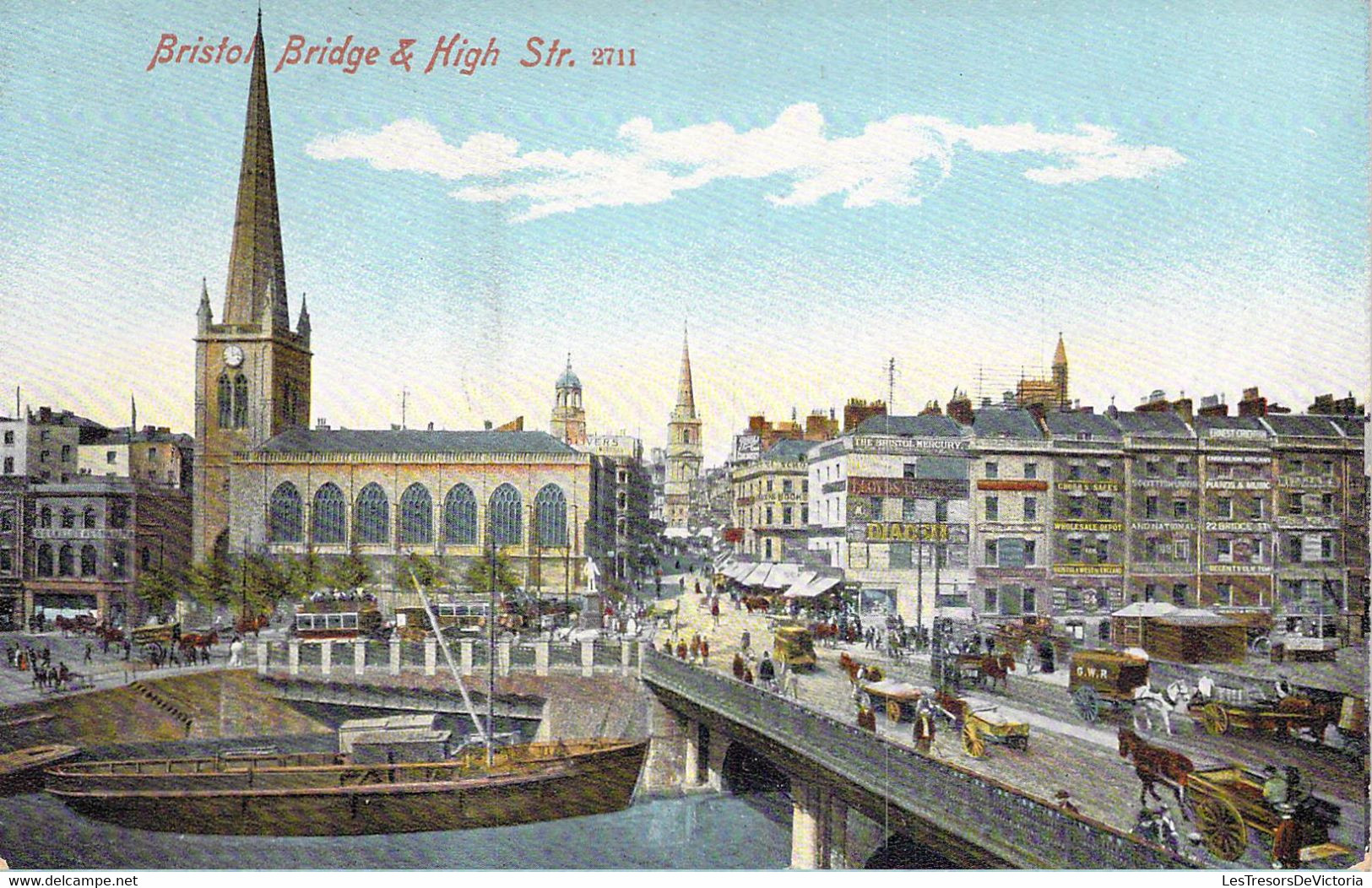 CPA Royaume Unis - Angleterre - Bristol - Bristol Bridge & High Str. - M. J. R. - Colorisée - Illustration - Pont - Bristol