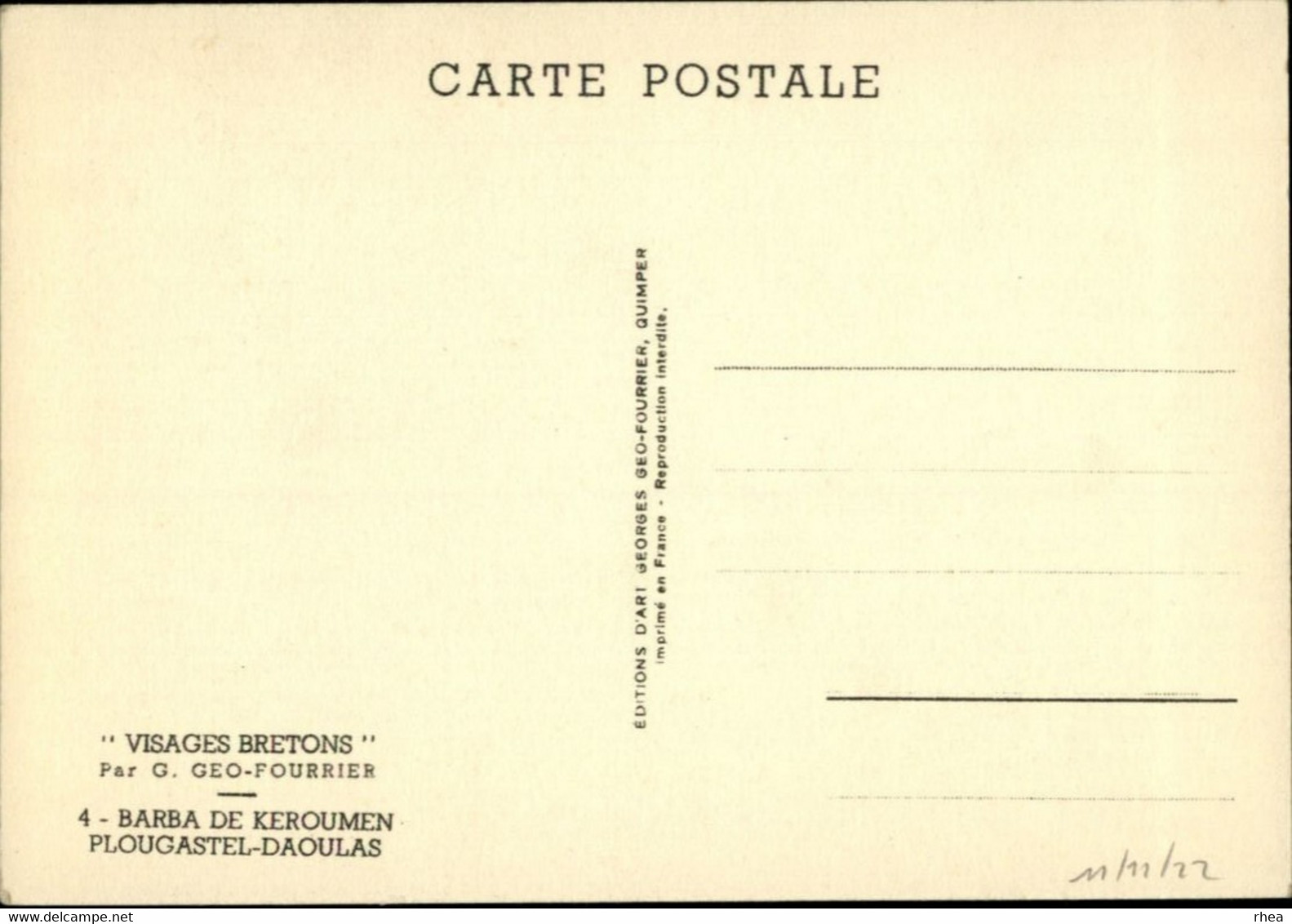 ILLUSTRATEURS - GEO FOURIER - Visages Bretons - Barba De Keroumen - Plougastel-Daoulas - Fourrier, G.