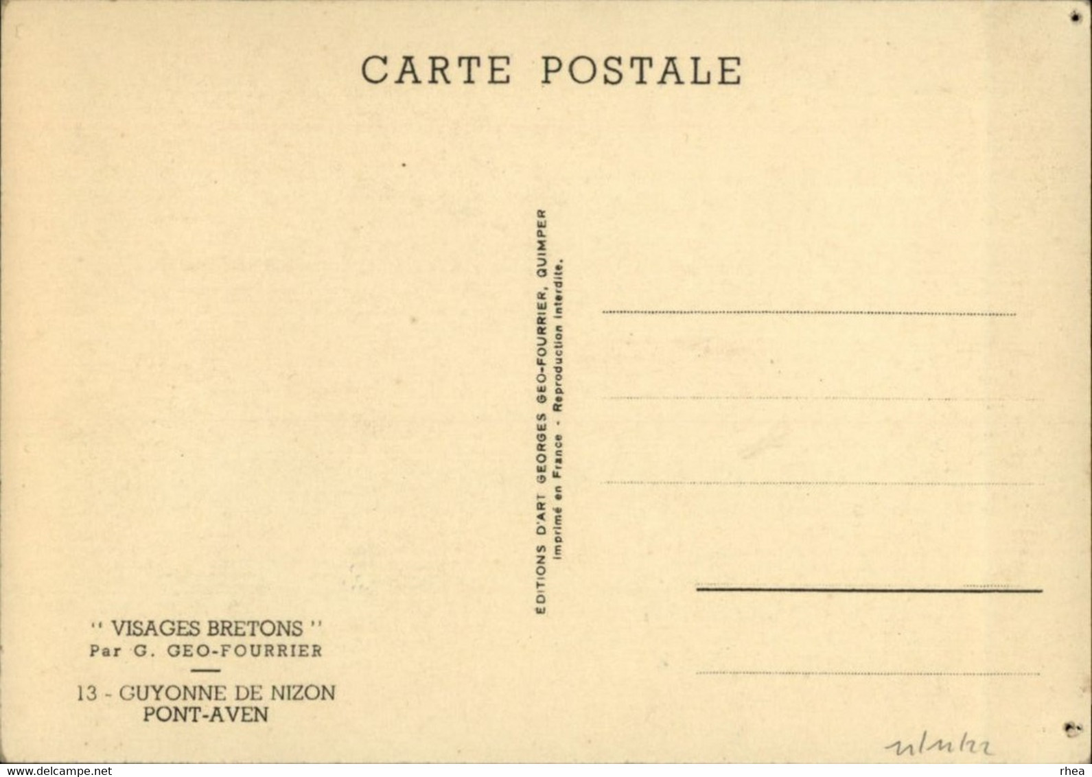 ILLUSTRATEURS - GEO FOURIER - Visages Bretons - Guyonne De Nizon - Pont-Aven - Fourrier, G.